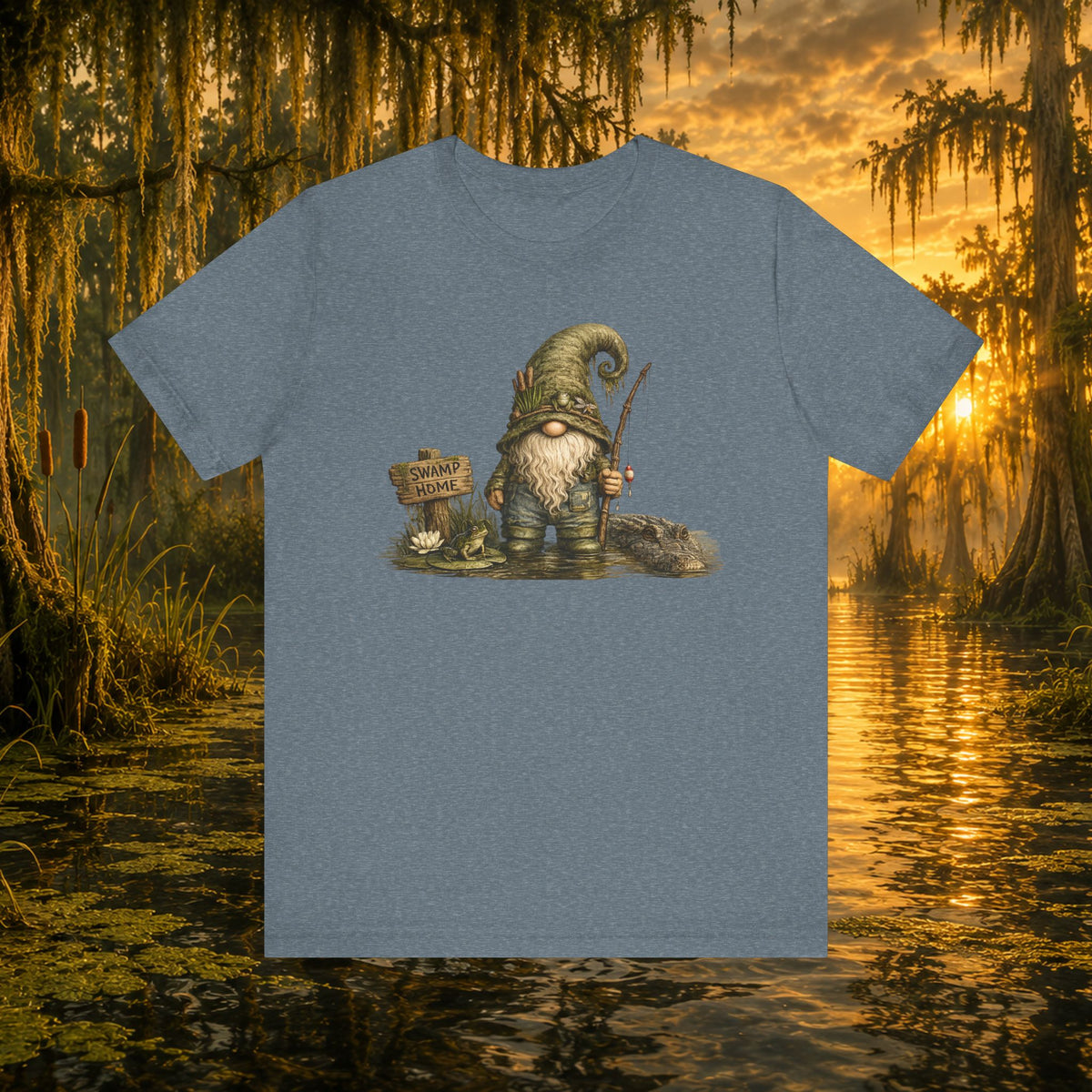 Swamp Gnome Shirt, Southern Swamp Life Tee, Fishing Gnome T-Shirt, Bayou Gnome Shirt, Alligator Gnome, Frog Lover Gift, Country Swamp Shirt