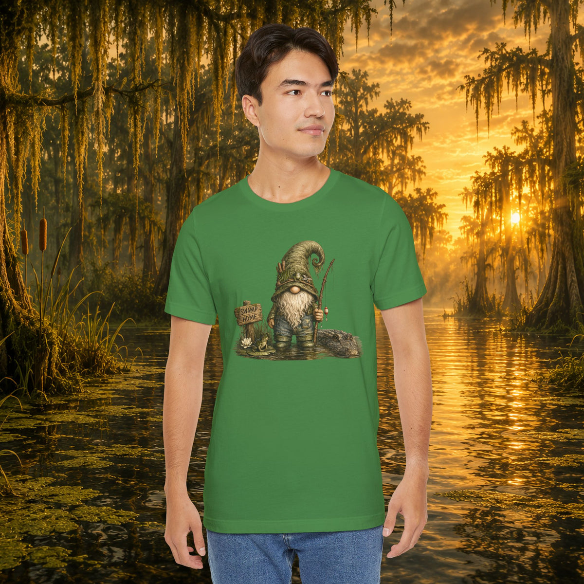 Swamp Gnome Shirt, Southern Swamp Life Tee, Fishing Gnome T-Shirt, Bayou Gnome Shirt, Alligator Gnome, Frog Lover Gift, Country Swamp Shirt