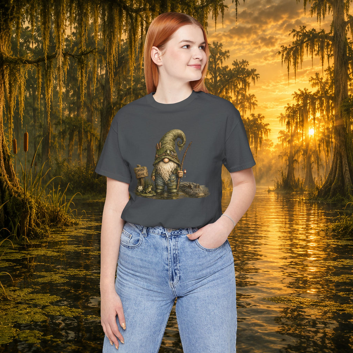 Swamp Gnome Shirt, Southern Swamp Life Tee, Fishing Gnome T-Shirt, Bayou Gnome Shirt, Alligator Gnome, Frog Lover Gift, Country Swamp Shirt