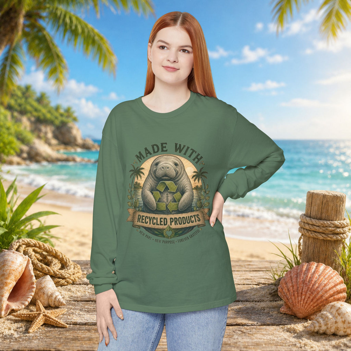 Made with Recycled Parts Funny Liver Transplant Manatee T-Shirt | Organ Donor Awareness Gift