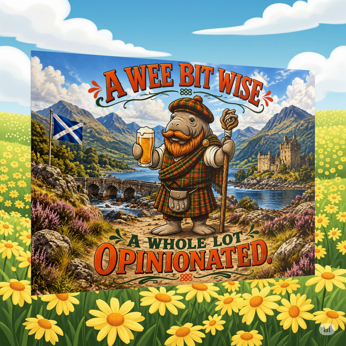 A Wee Bit Wise Scottish Highlander Rolled Poster