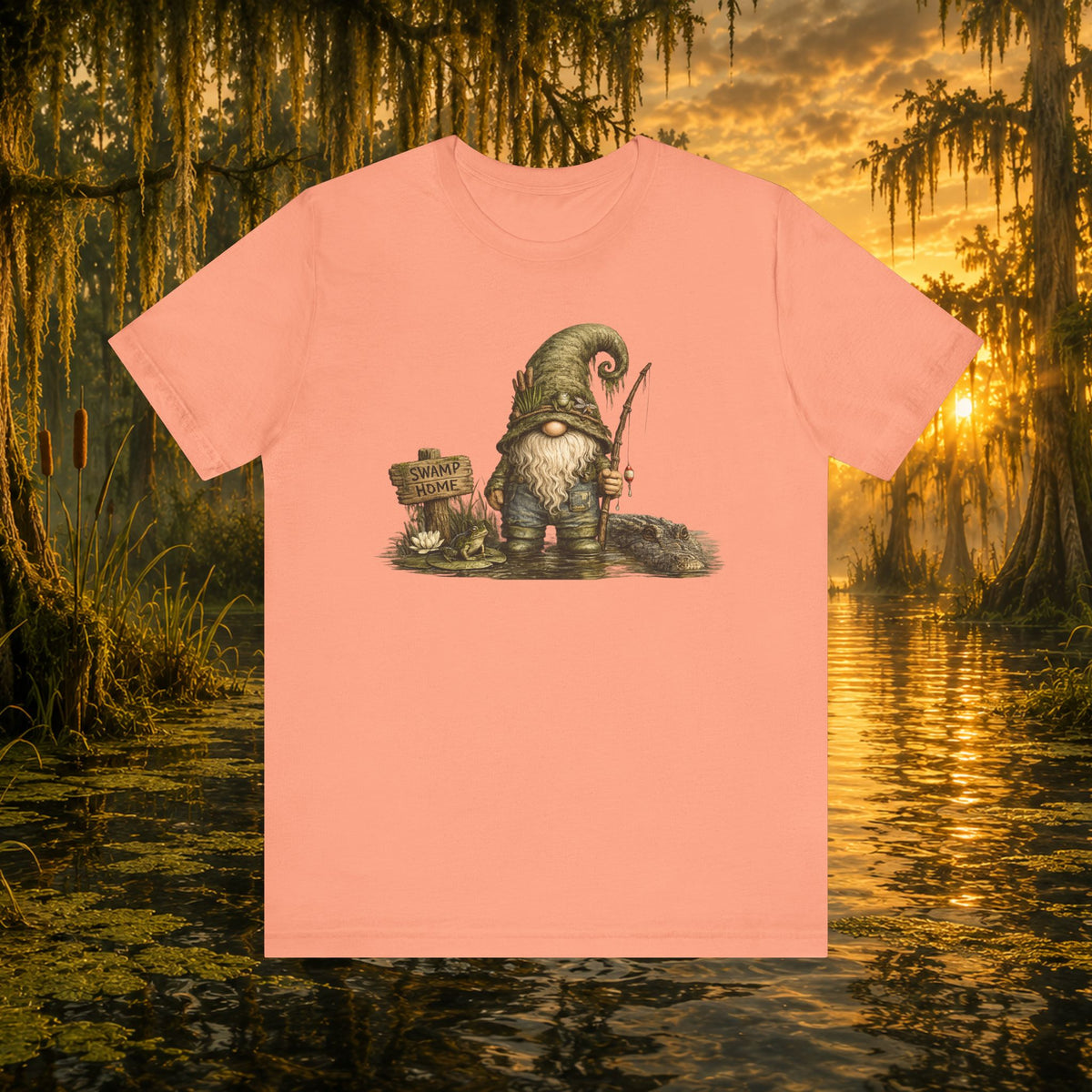 Swamp Gnome Shirt, Southern Swamp Life Tee, Fishing Gnome T-Shirt, Bayou Gnome Shirt, Alligator Gnome, Frog Lover Gift, Country Swamp Shirt