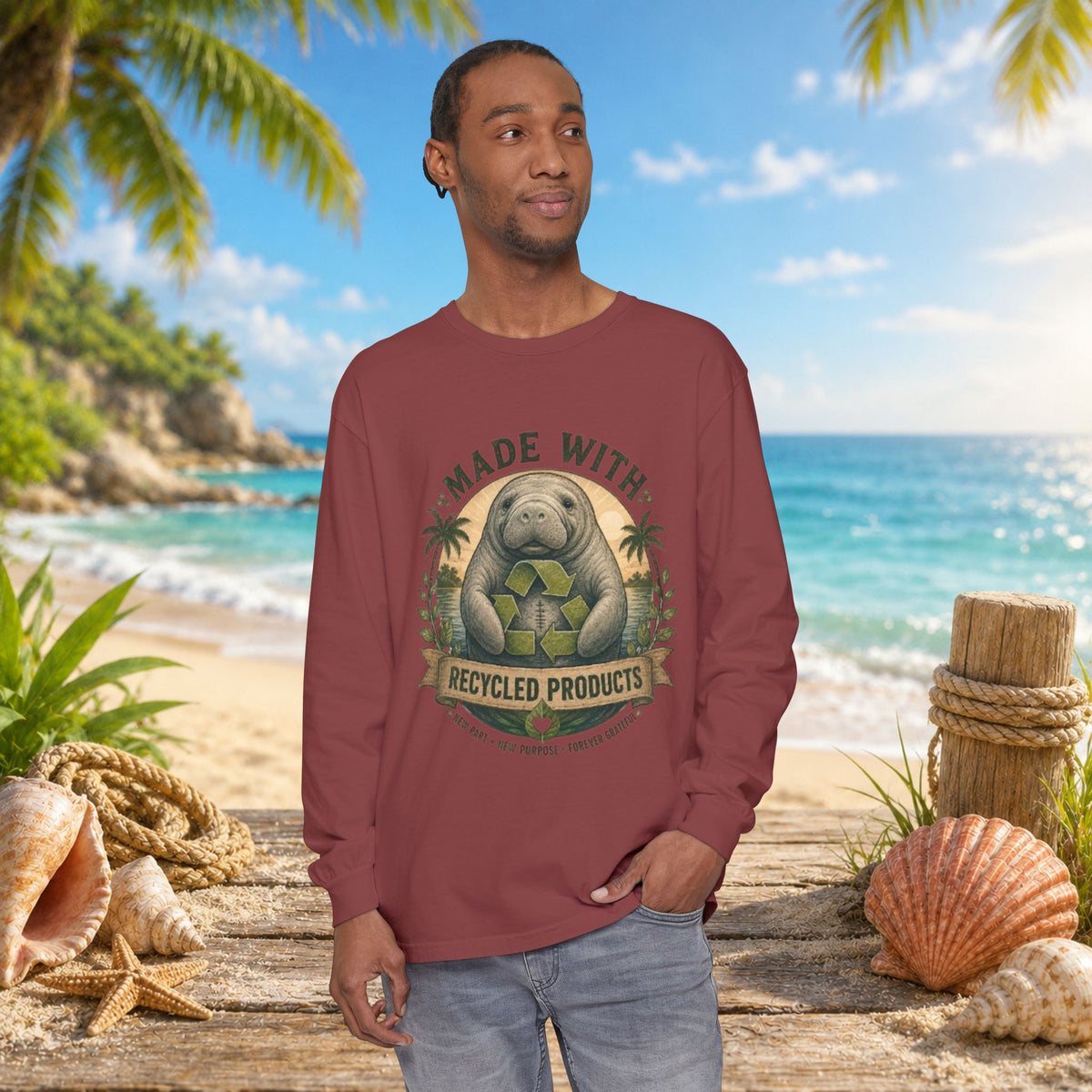 Made with Recycled Parts Funny Liver Transplant Manatee T-Shirt | Organ Donor Awareness Gift