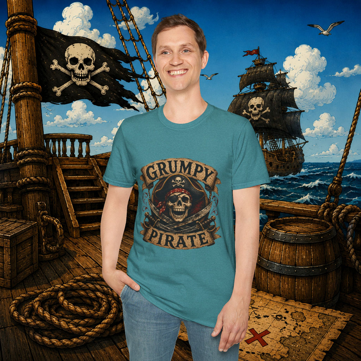 Grumpy Pirate Skull T-Shirt