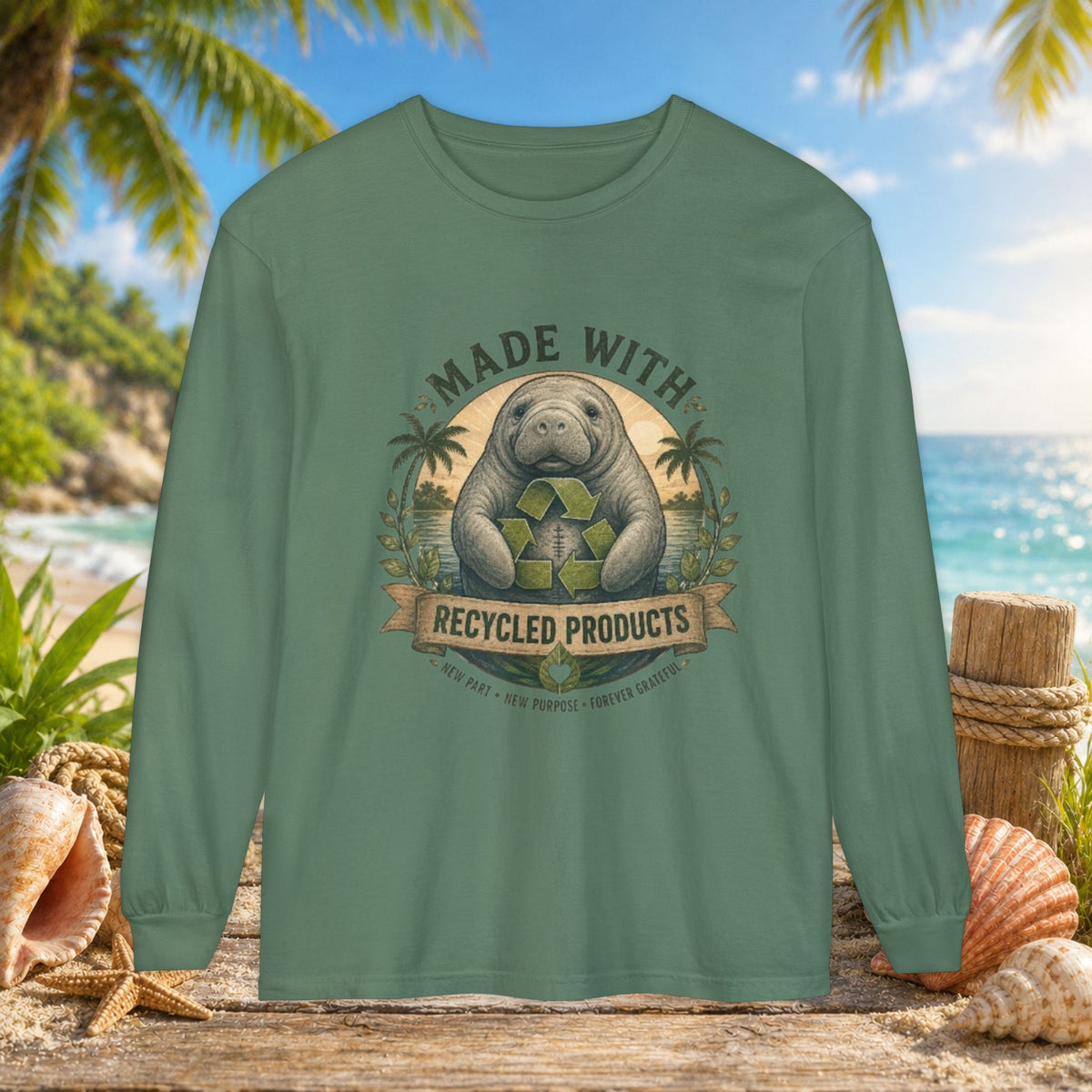 Made with Recycled Parts Funny Liver Transplant Manatee T-Shirt | Organ Donor Awareness Gift