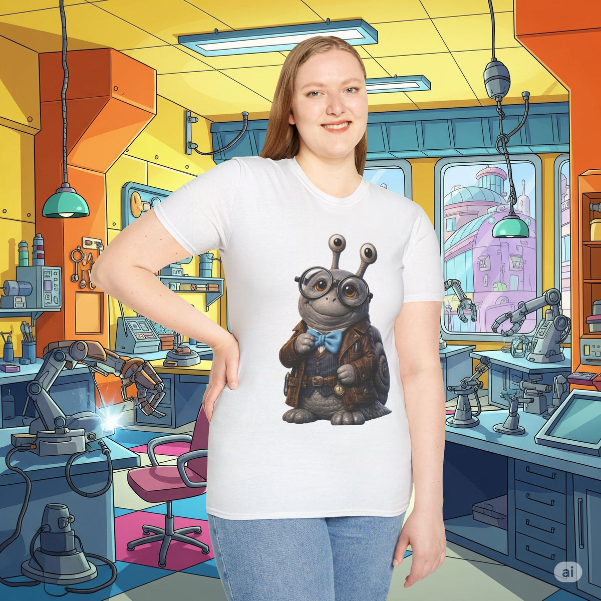 Cute Nerdy Snail Shirt | Steampunk Professor Snail Graphic Tee | Funny Bookworm Animal T-Shirt