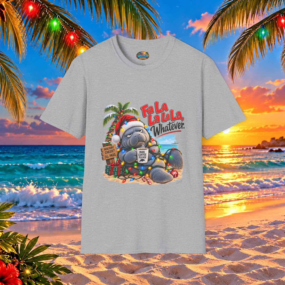 Fa La La La La Tropical Christmas Manatee T-Shirt