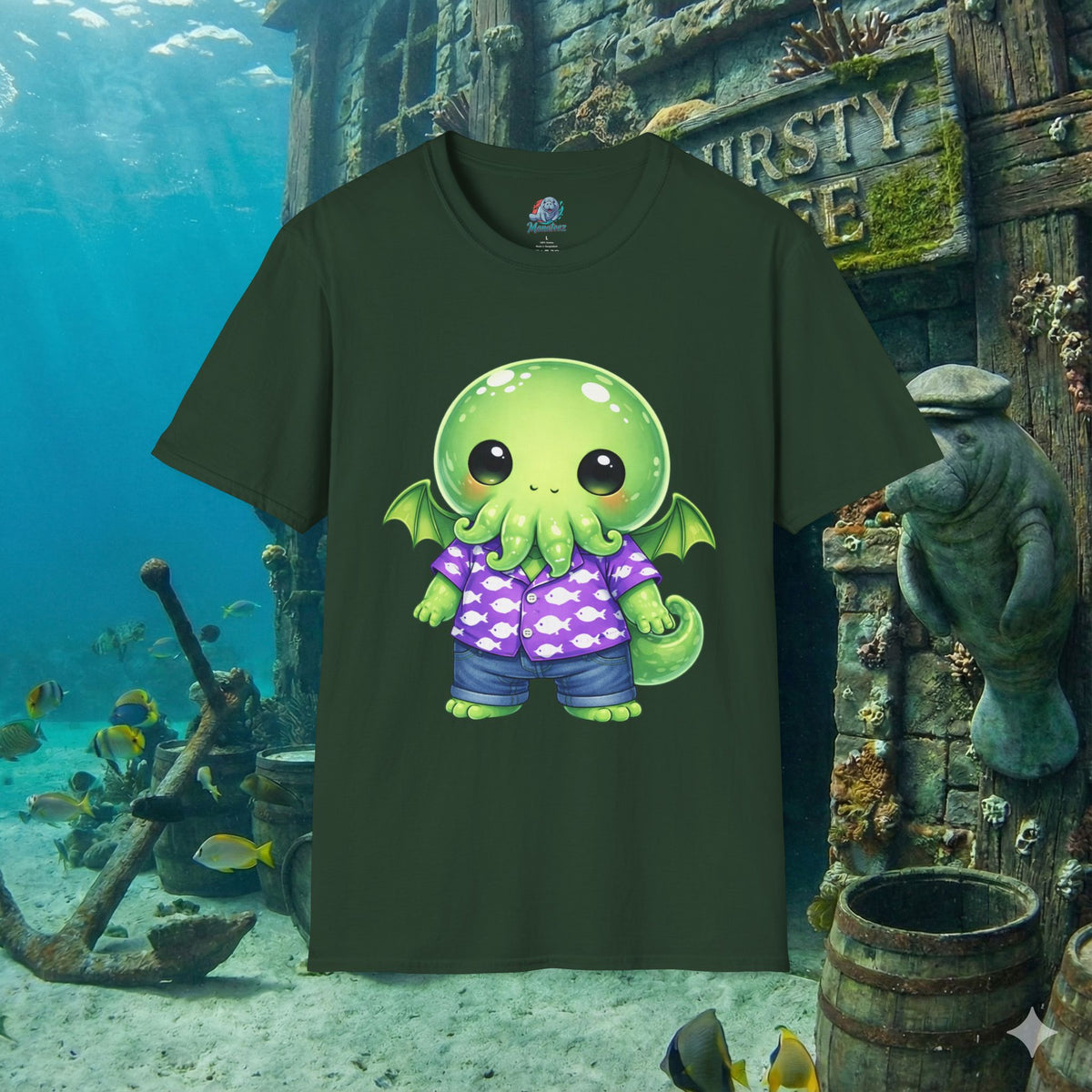 Cute Cthulhu Hawaiian Shirt T-Shirt | Kawaii Lovecraft Monster Graphic Tee | Adorable Tentacle Creature Shirt