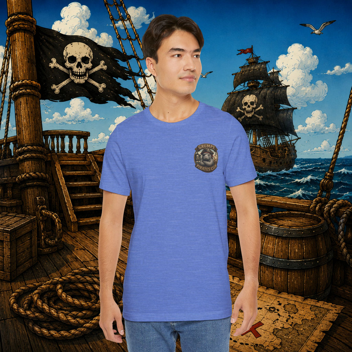 The Older the Pirate, The Better the Stories | Grumpy Pirate Club Manatee T-Shirt