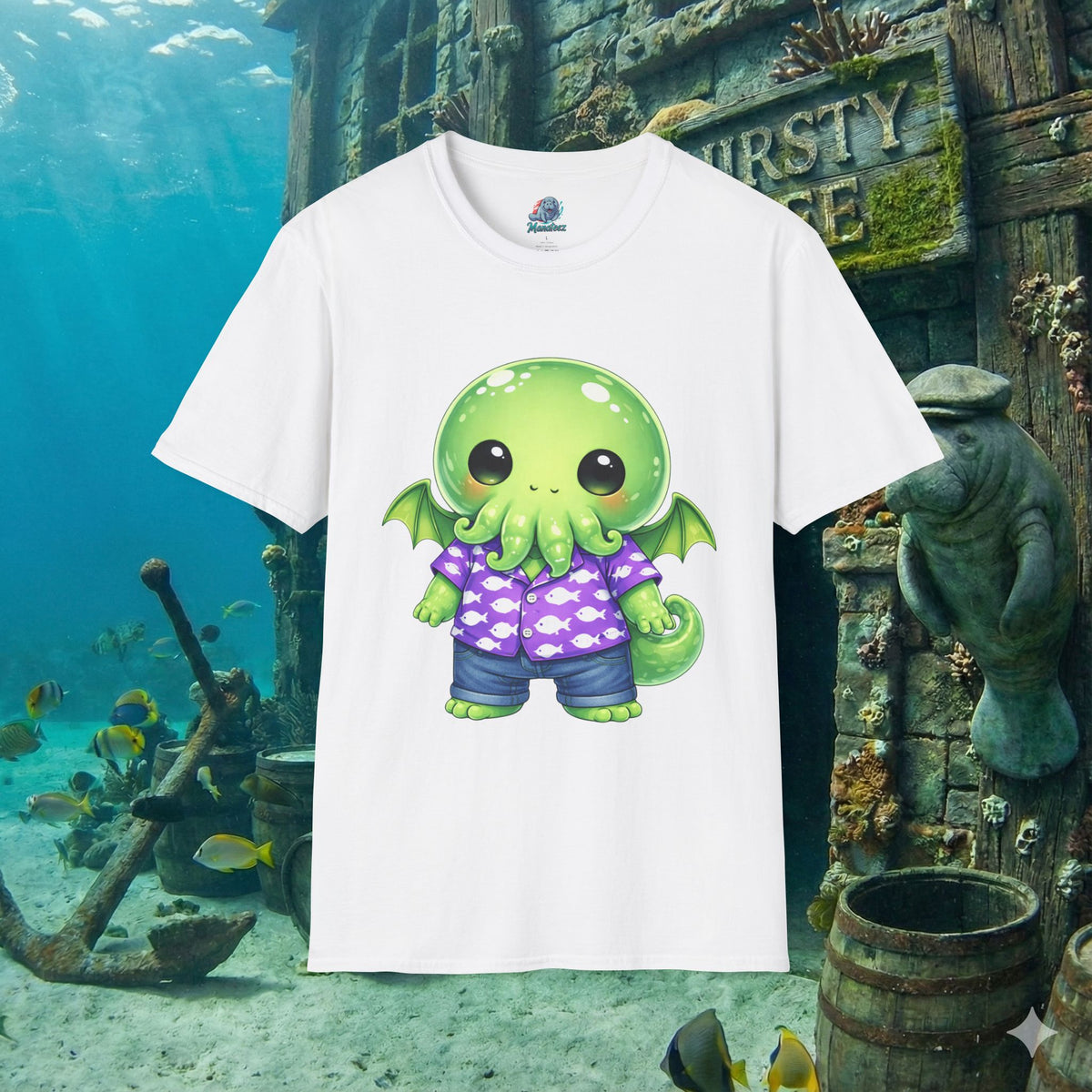 Cute Cthulhu Hawaiian Shirt T-Shirt | Kawaii Lovecraft Monster Graphic Tee | Adorable Tentacle Creature Shirt