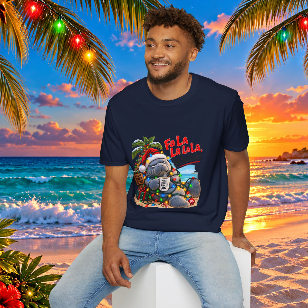 Fa La La La La Tropical Christmas Manatee T-Shirt
