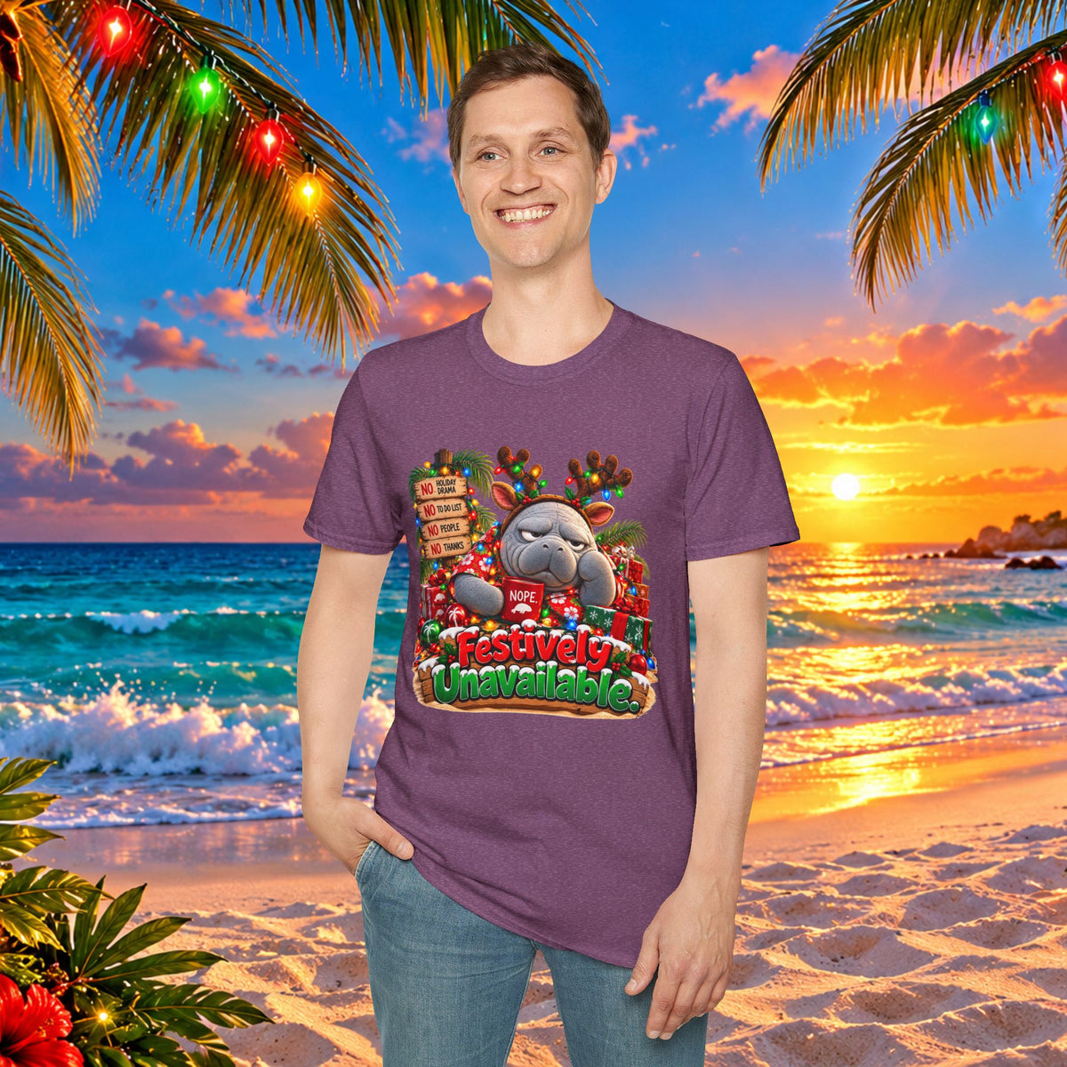 Festively Unavailable Christmas Manatee T-Shirt