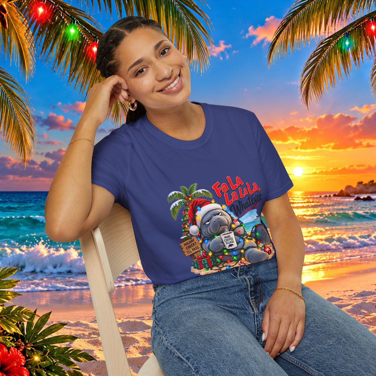 Fa La La La La Tropical Christmas Manatee T-Shirt