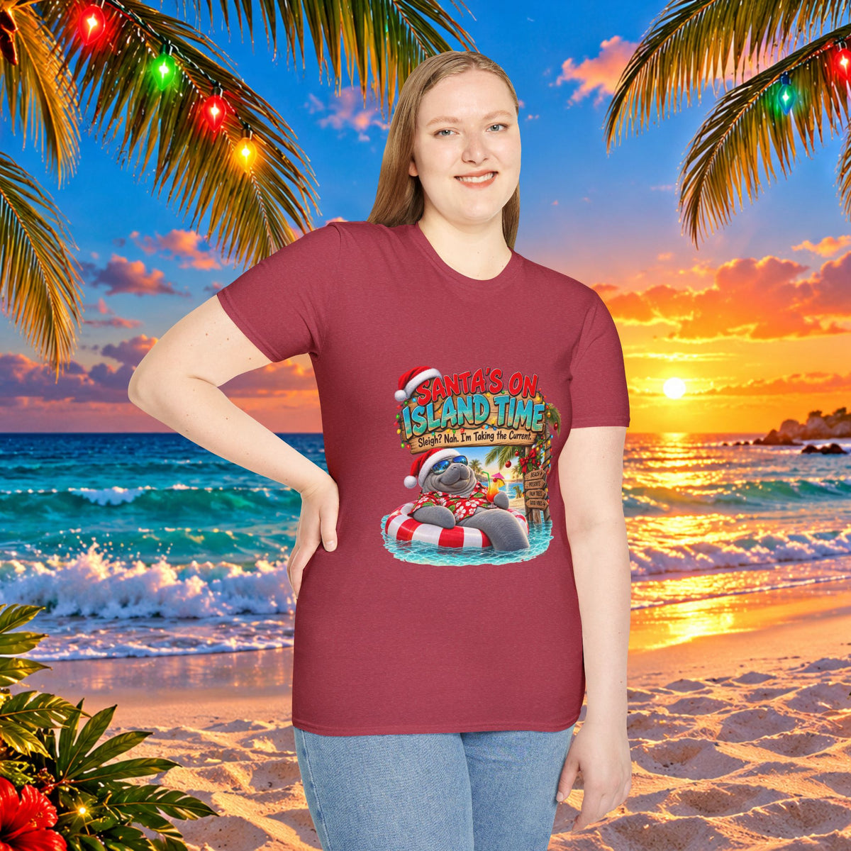 Santa’s on Island Time Christmas Beach T-Shirt