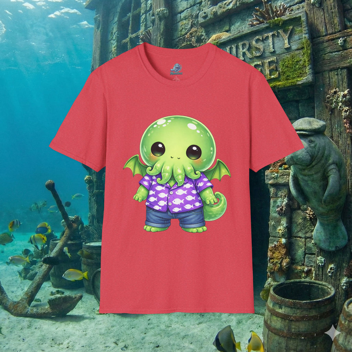 Cute Cthulhu Hawaiian Shirt T-Shirt | Kawaii Lovecraft Monster Graphic Tee | Adorable Tentacle Creature Shirt