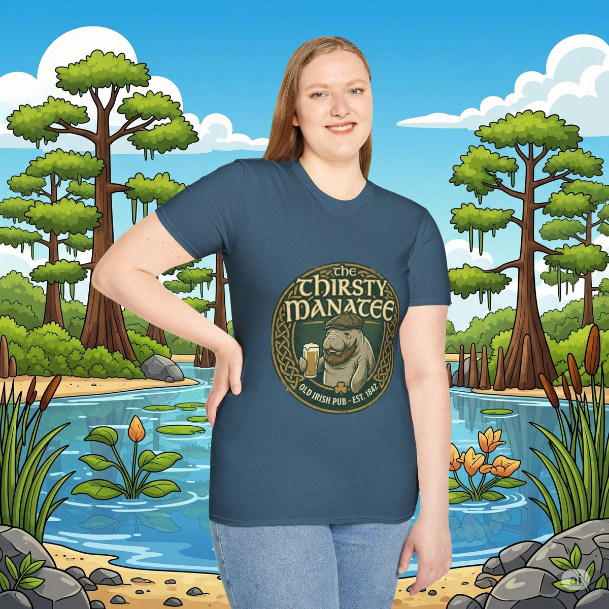 Thirsty Manatee Pub Emblem T-Shirt