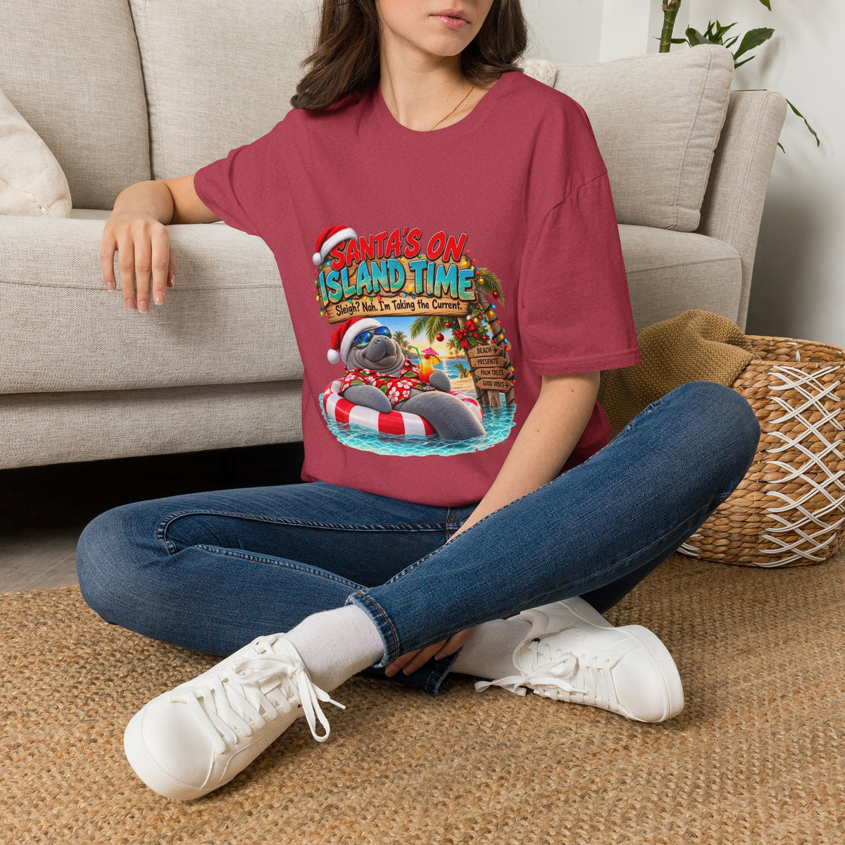 Santa’s on Island Time Christmas Beach T-Shirt