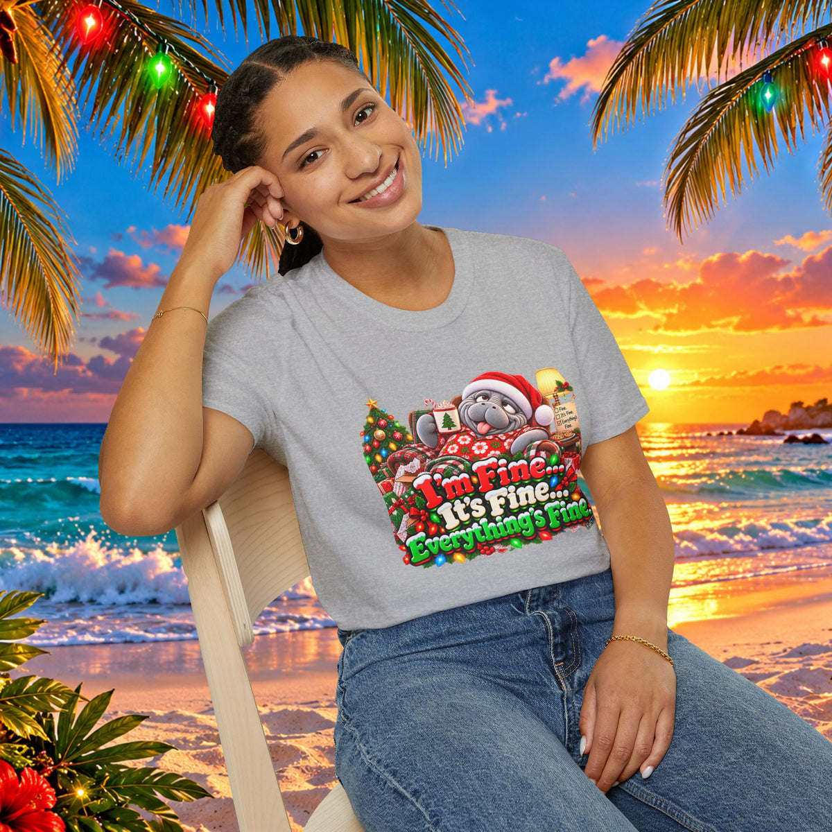 I’m Fine It’s Fine Everything’s Fine Christmas T-Shirt