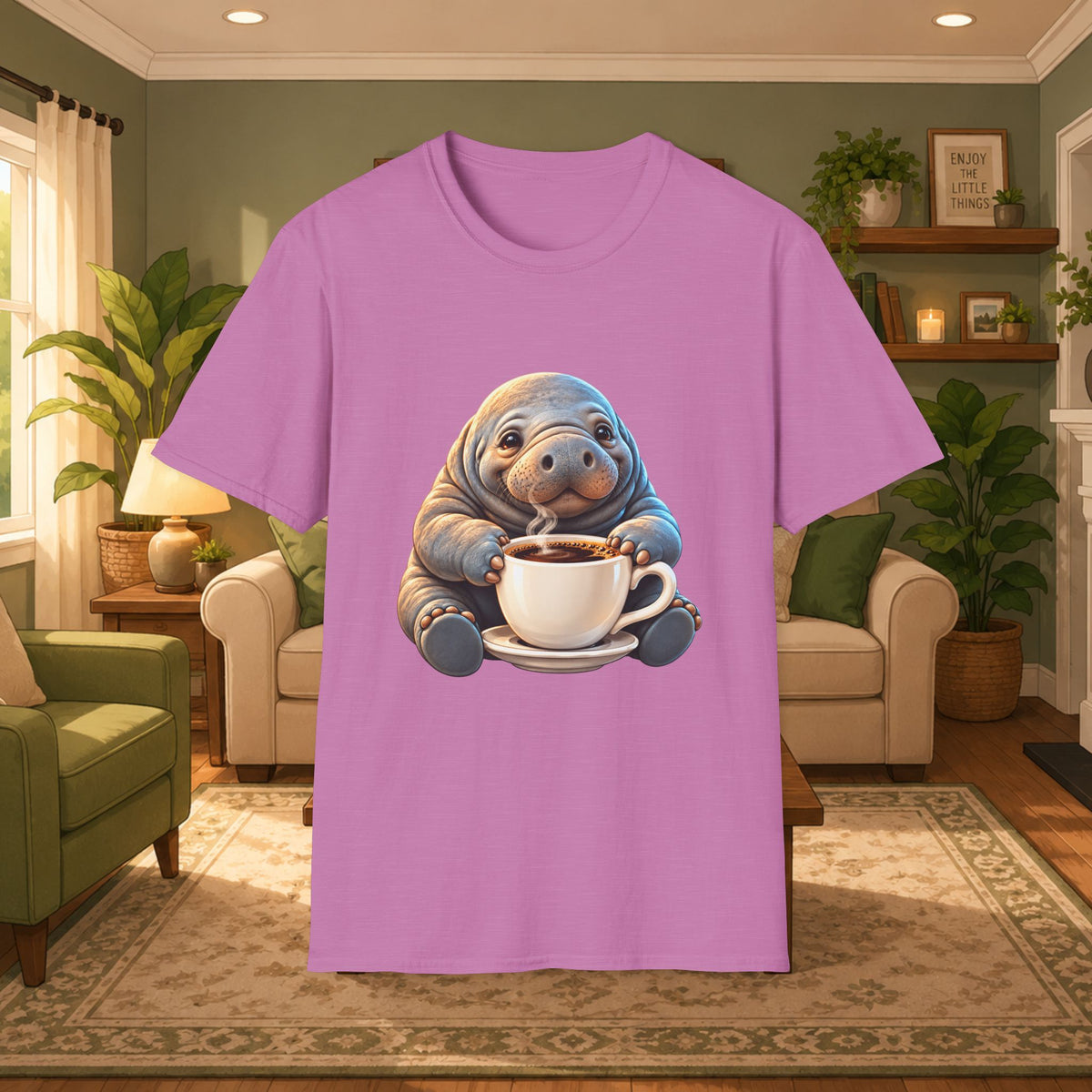 Manatee Drinking Coffee T-Shirt