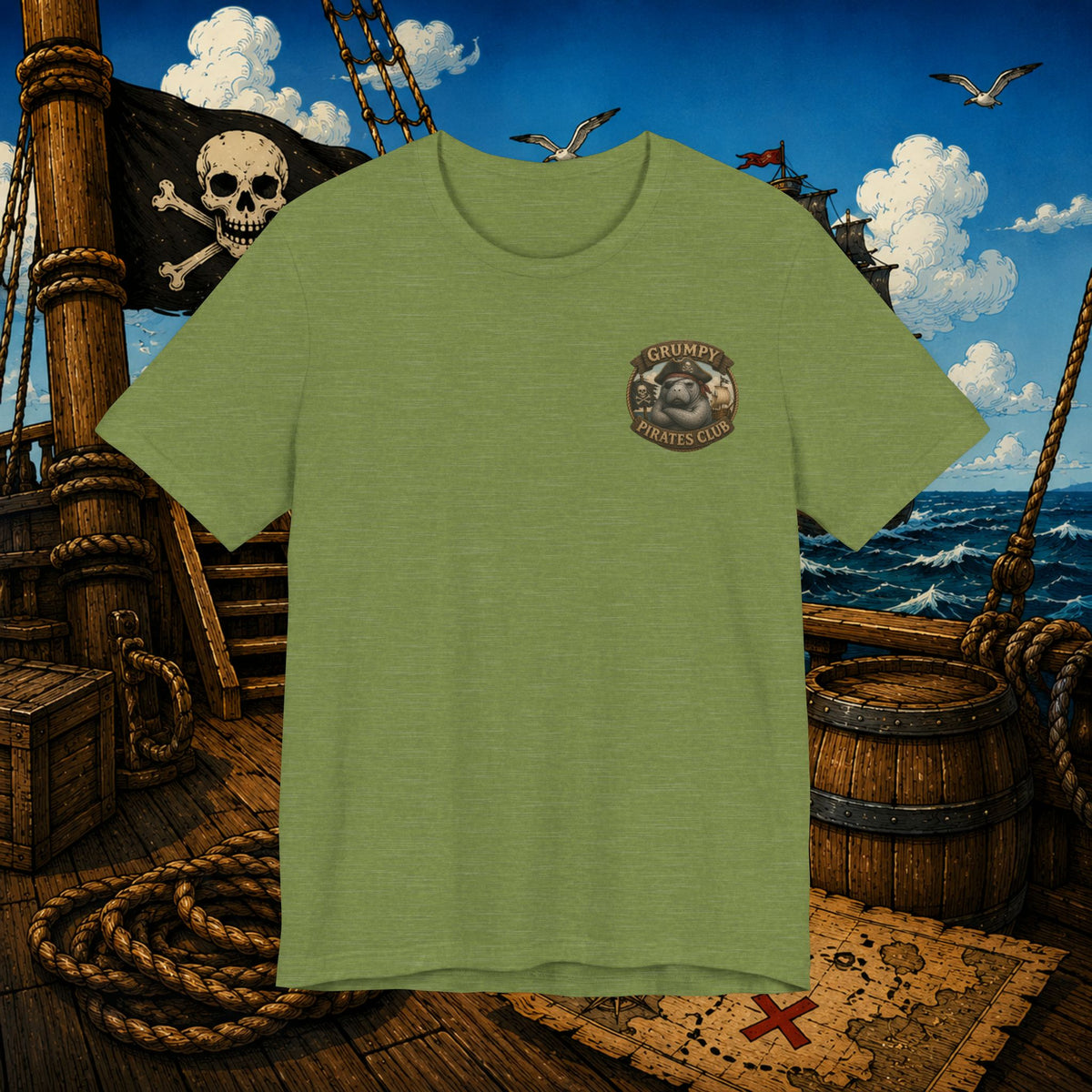 Beware of Old Pirates With Nothing Left to Prove | Grumpy Pirate Club Manatee T-Shirt