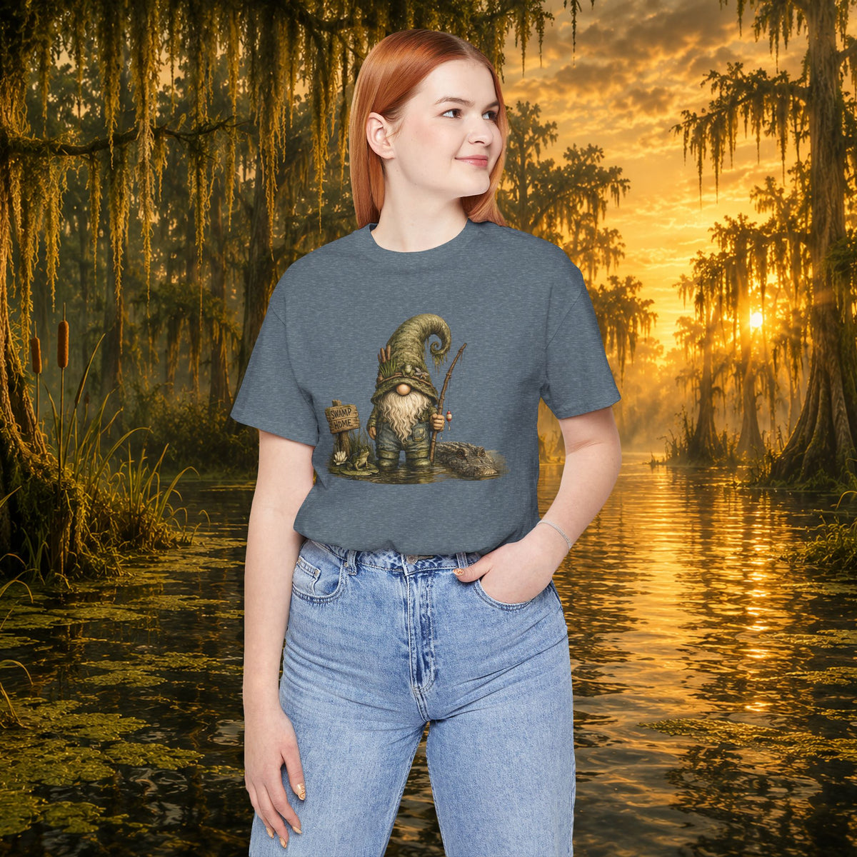 Swamp Gnome Shirt, Southern Swamp Life Tee, Fishing Gnome T-Shirt, Bayou Gnome Shirt, Alligator Gnome, Frog Lover Gift, Country Swamp Shirt