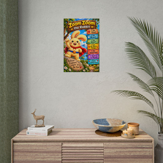 Zoom Zoom the Rabbit Inspirational Rolled Poster