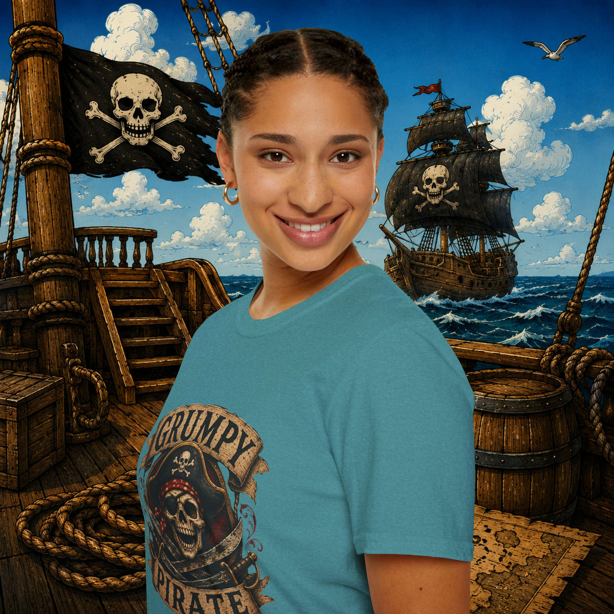 Grumpy Pirate Skull T-Shirt