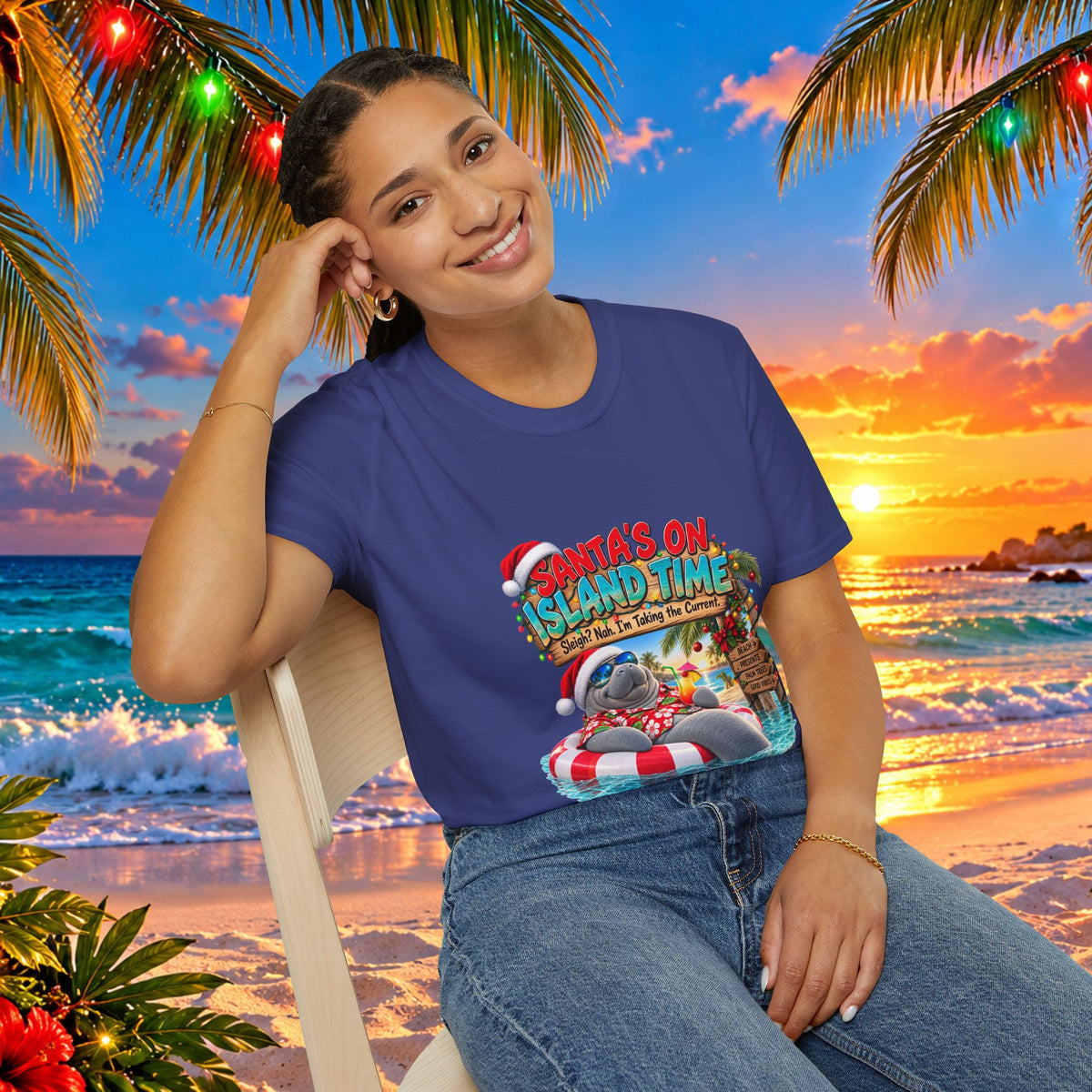 Santa’s on Island Time Christmas Beach T-Shirt