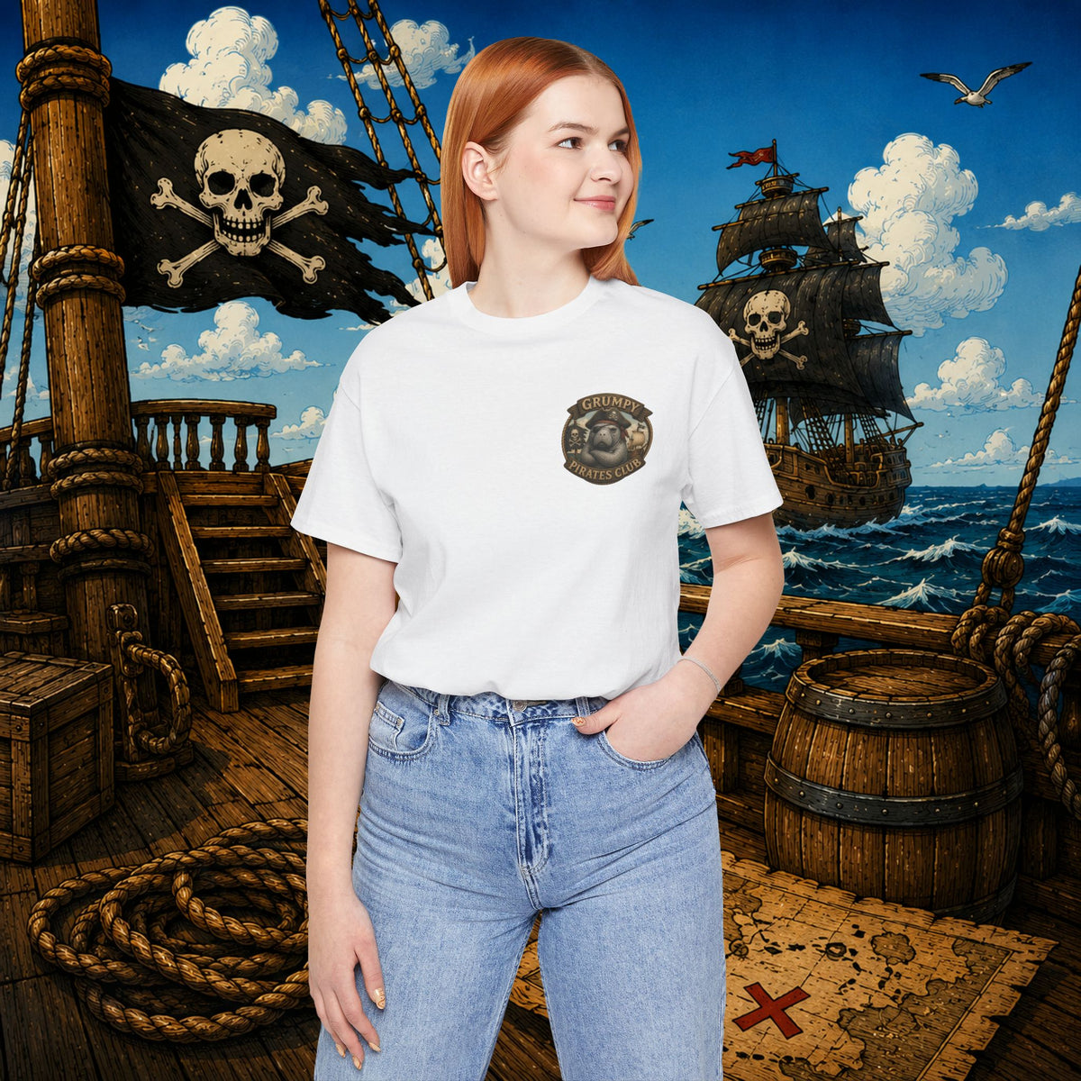 Grumpier Than a Manatee Without Snacks | Funny Pirate Manatee T-Shirt