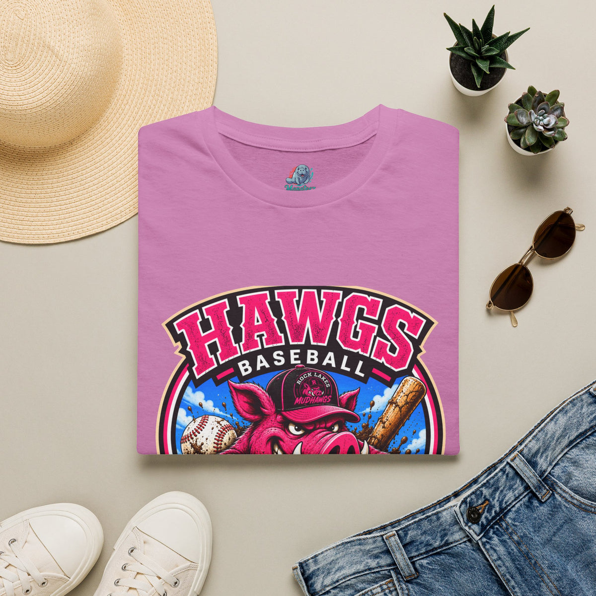 Rock Lakes Mud Hawgs Baseball Shirt | Come On In The Mud's Fine | Funny Pig Baseball Team Tee