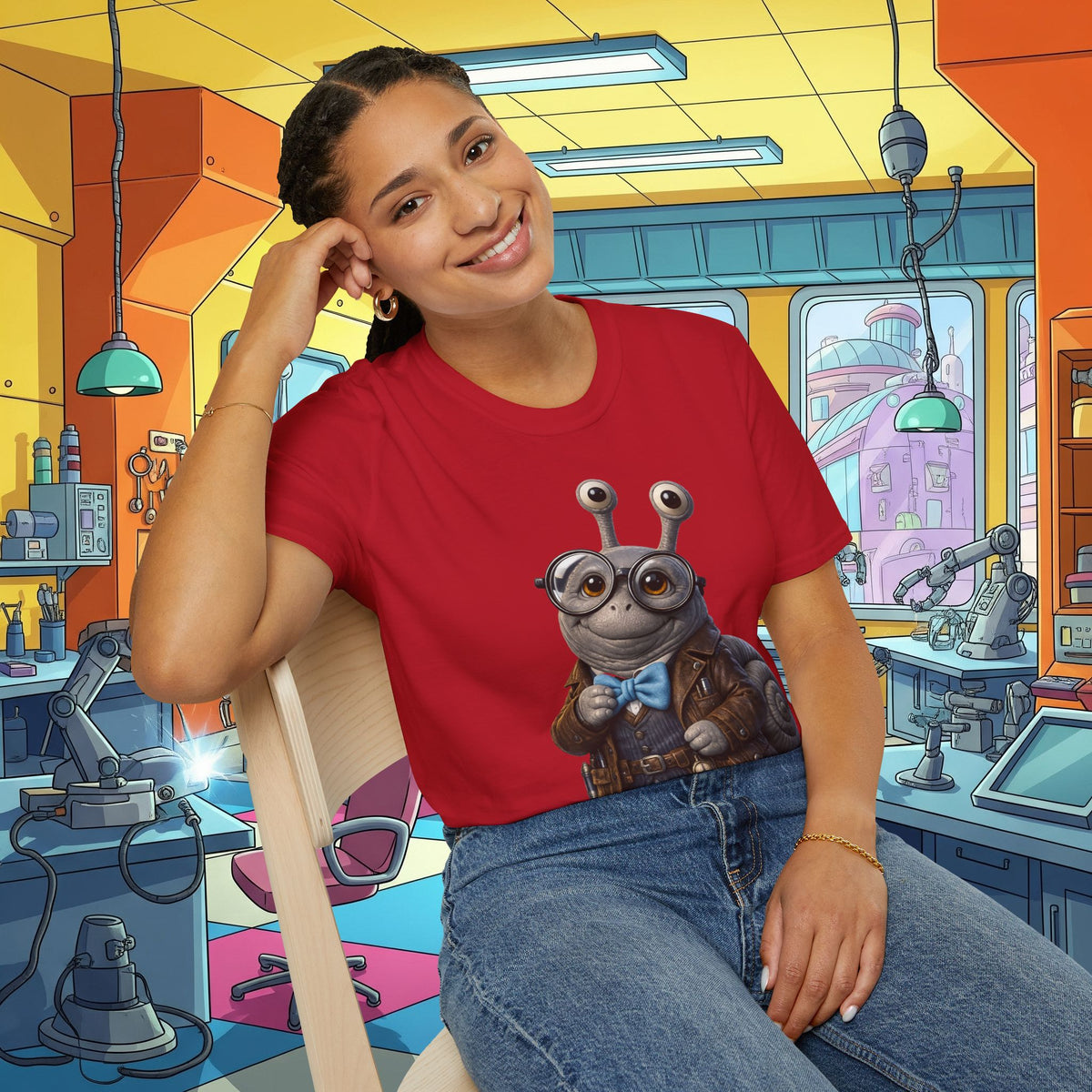 Cute Nerdy Snail Shirt | Steampunk Professor Snail Graphic Tee | Funny Bookworm Animal T-Shirt