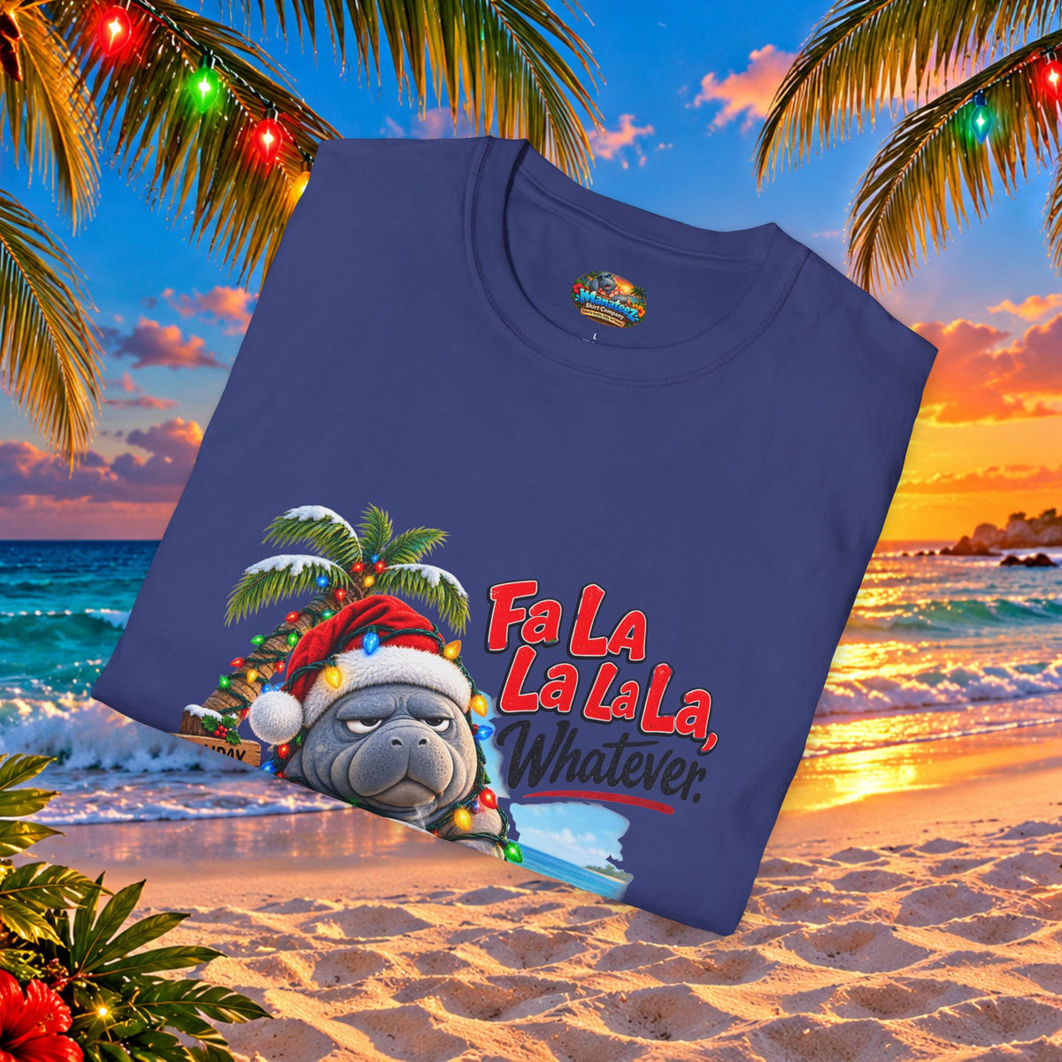 Fa La La La La Tropical Christmas Manatee T-Shirt