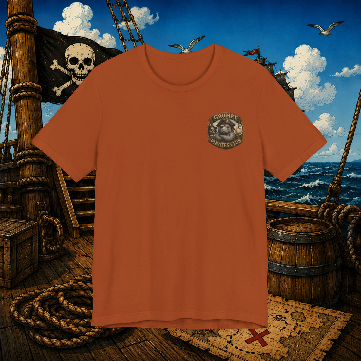 Beware of Old Pirates With Nothing Left to Prove | Grumpy Pirate Club Manatee T-Shirt
