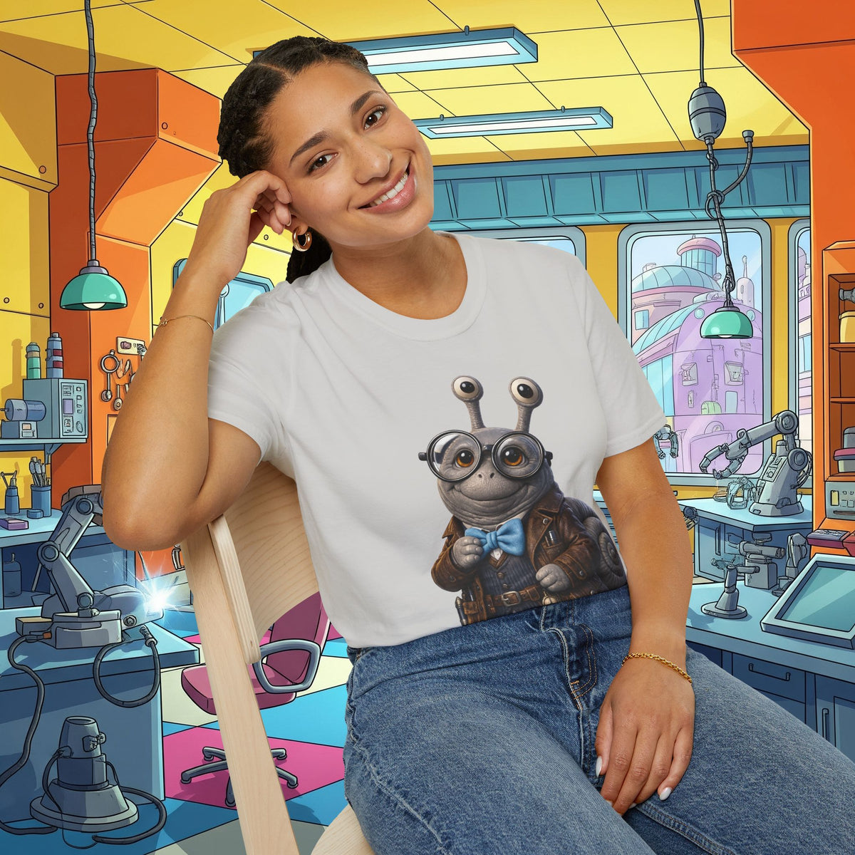 Cute Nerdy Snail Shirt | Steampunk Professor Snail Graphic Tee | Funny Bookworm Animal T-Shirt