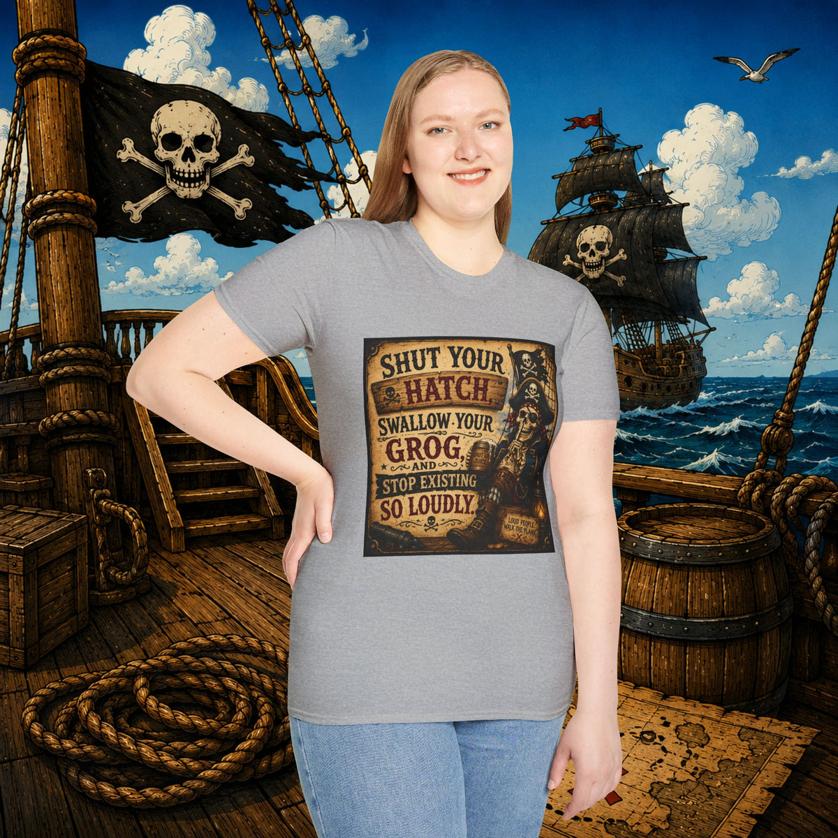 Shut Your Hatch Swallow Your Grog Pirate T-Shirt