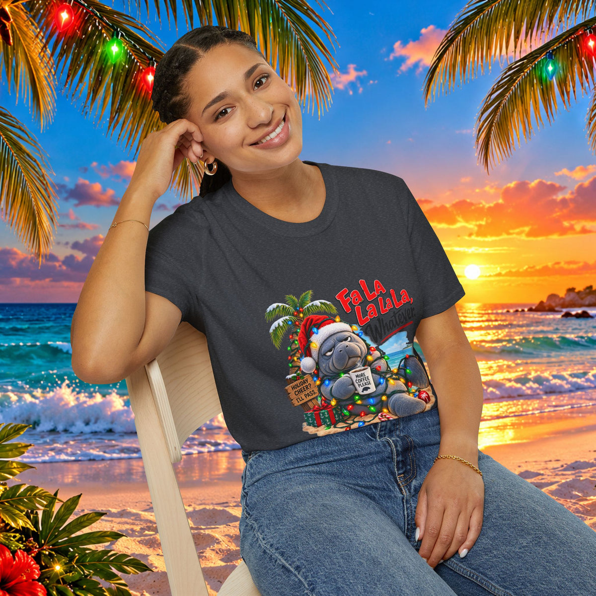 Fa La La La La Tropical Christmas Manatee T-Shirt