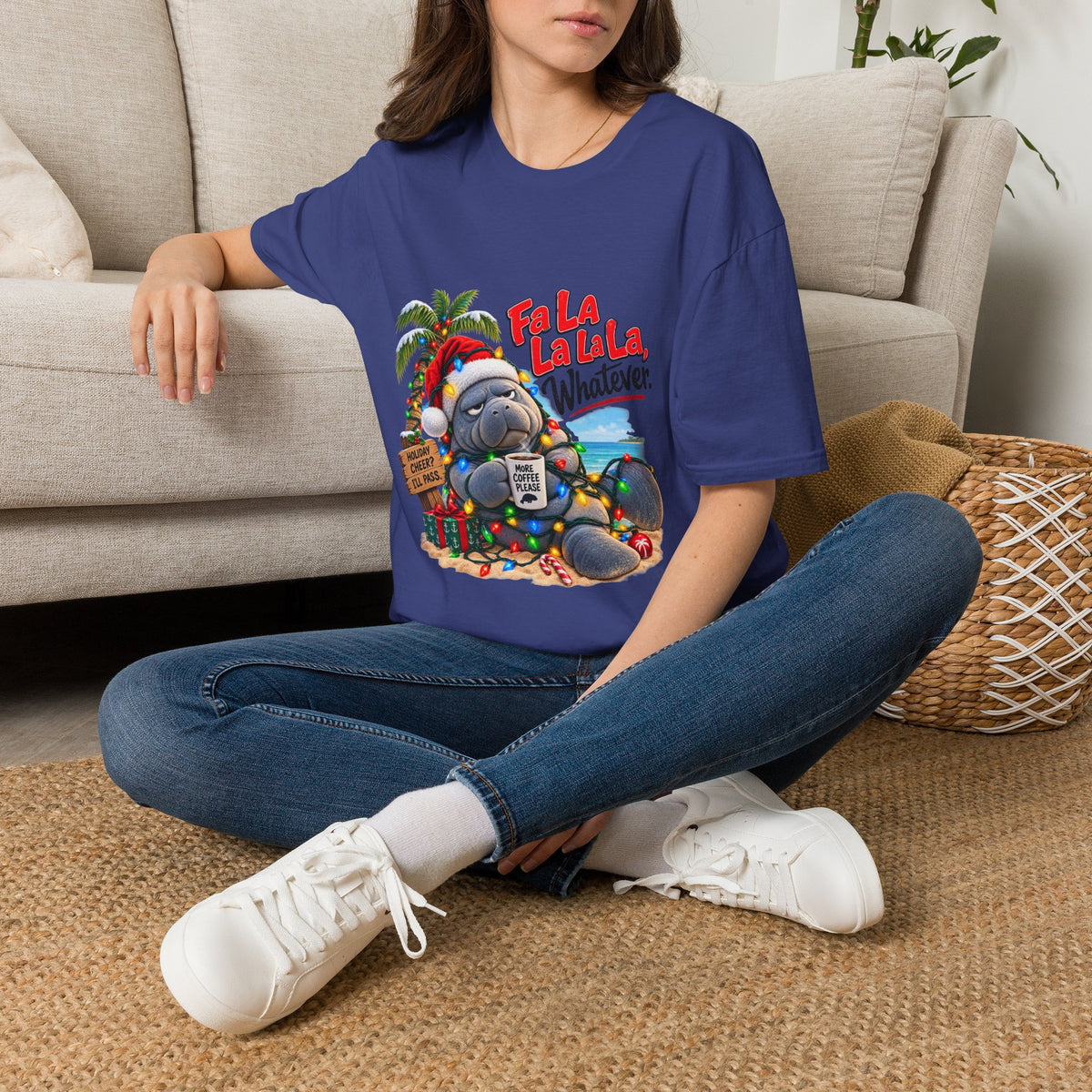 Fa La La La La Tropical Christmas Manatee T-Shirt