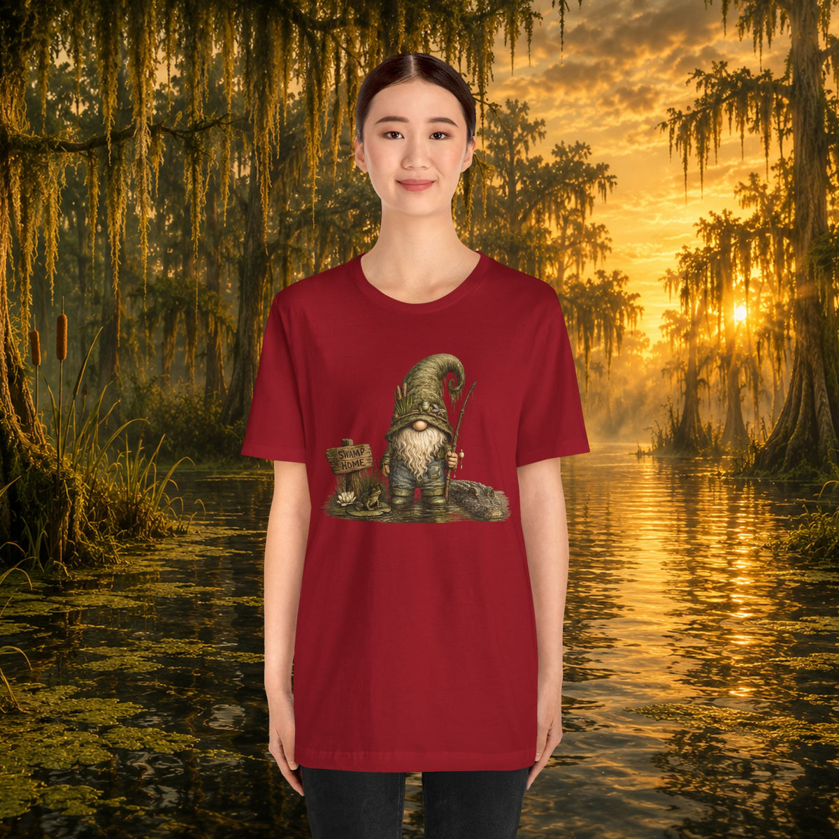 Swamp Gnome Shirt, Southern Swamp Life Tee, Fishing Gnome T-Shirt, Bayou Gnome Shirt, Alligator Gnome, Frog Lover Gift, Country Swamp Shirt