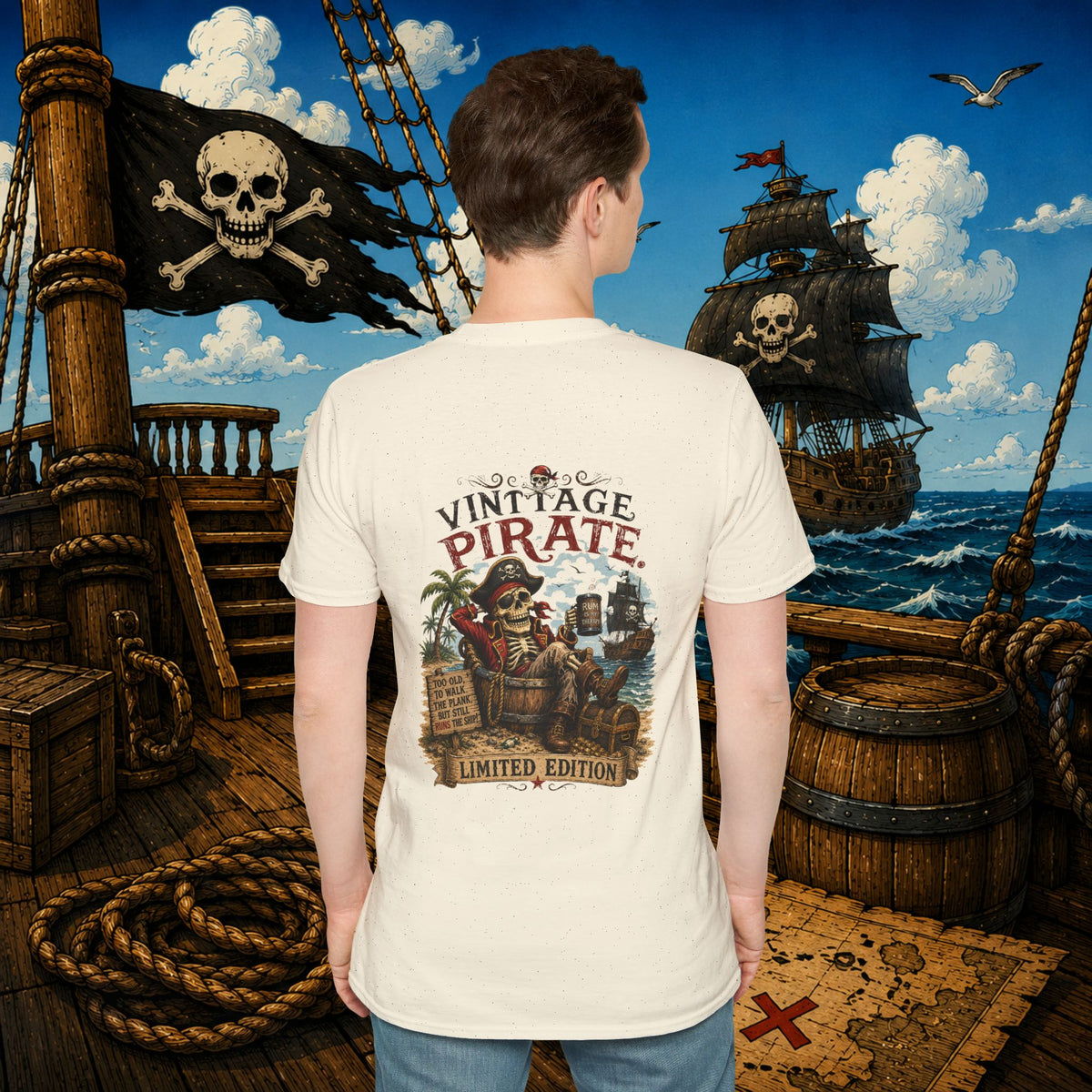Vintage Pirate Limited Edition – Funny Aging Pirate Skeleton T-Shirt | Old Pirate Humor Tee
