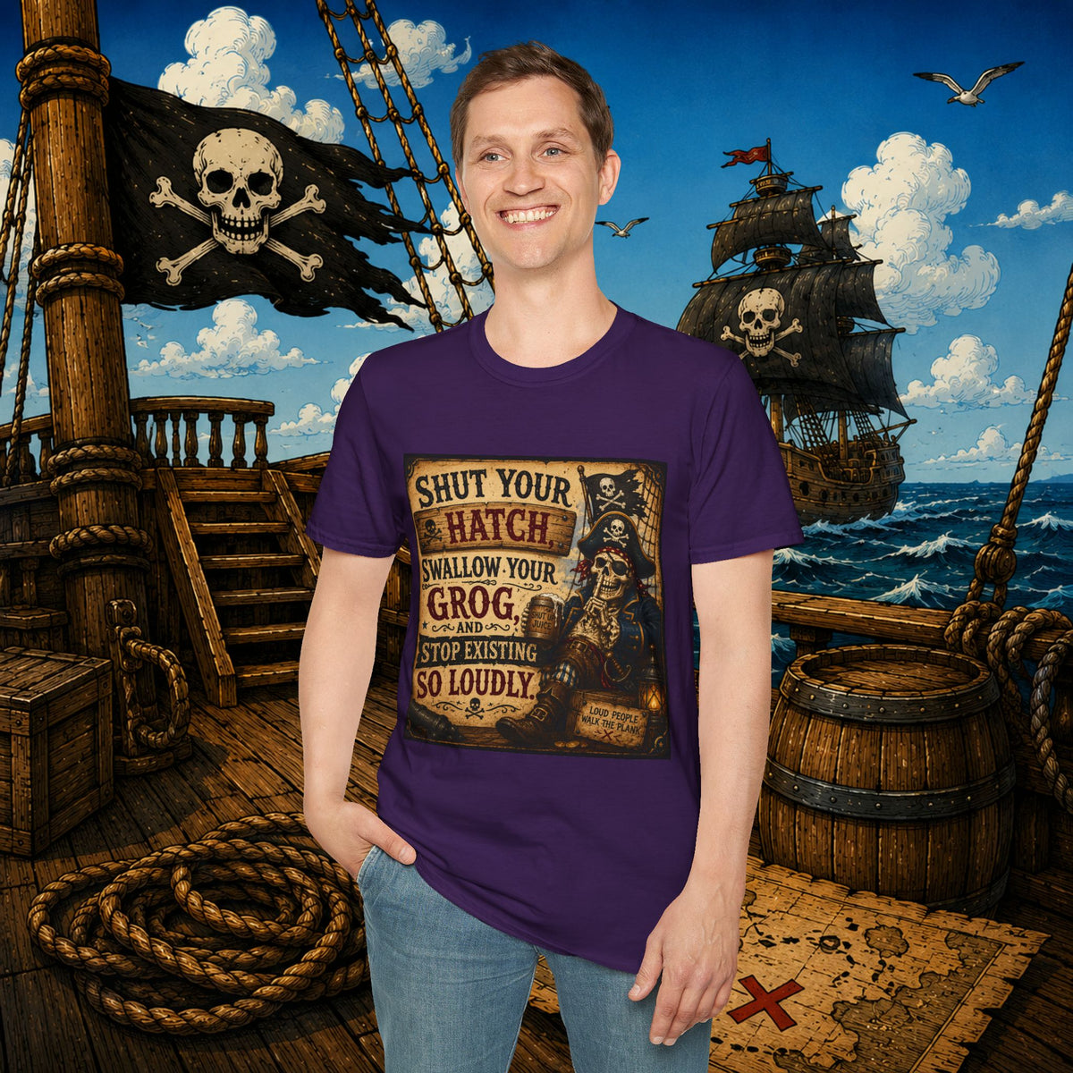 Shut Your Hatch Swallow Your Grog Pirate T-Shirt