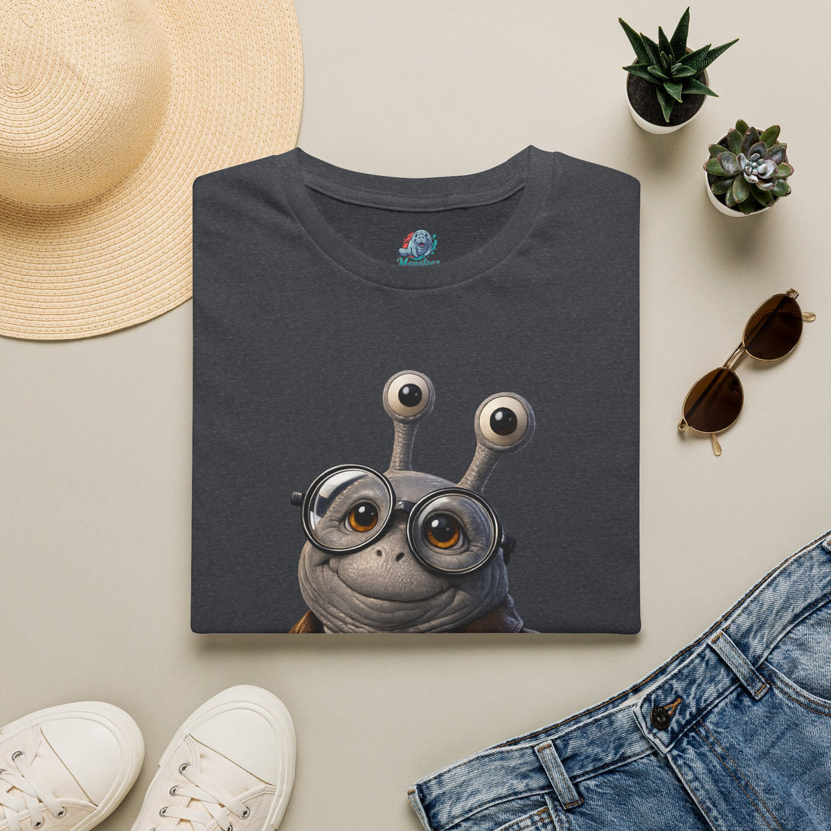 Cute Nerdy Snail Shirt | Steampunk Professor Snail Graphic Tee | Funny Bookworm Animal T-Shirt