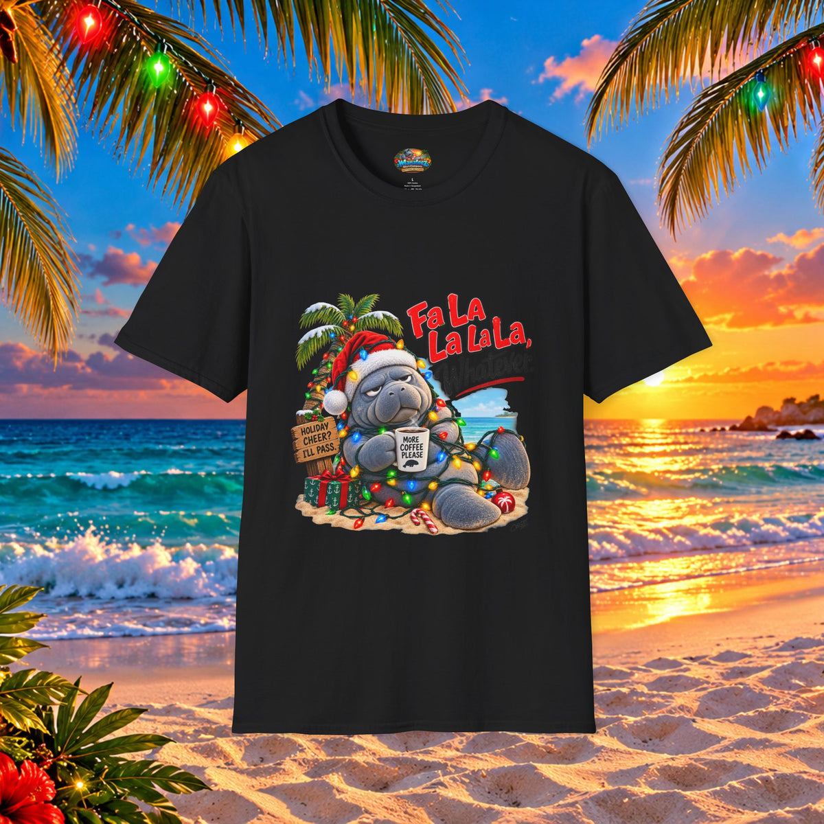Fa La La La La Tropical Christmas Manatee T-Shirt
