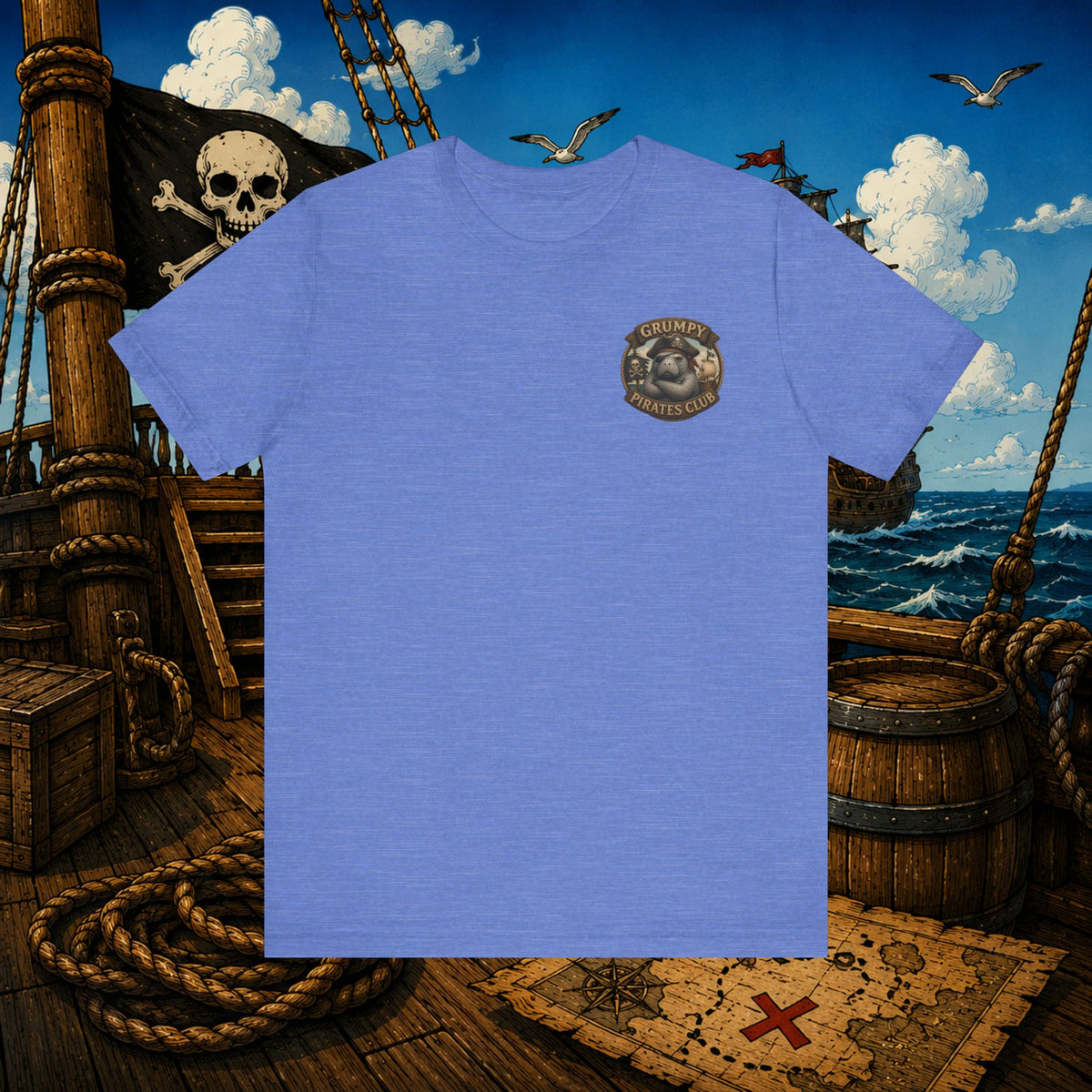 The Older the Pirate, The Better the Stories | Grumpy Pirate Club Manatee T-Shirt