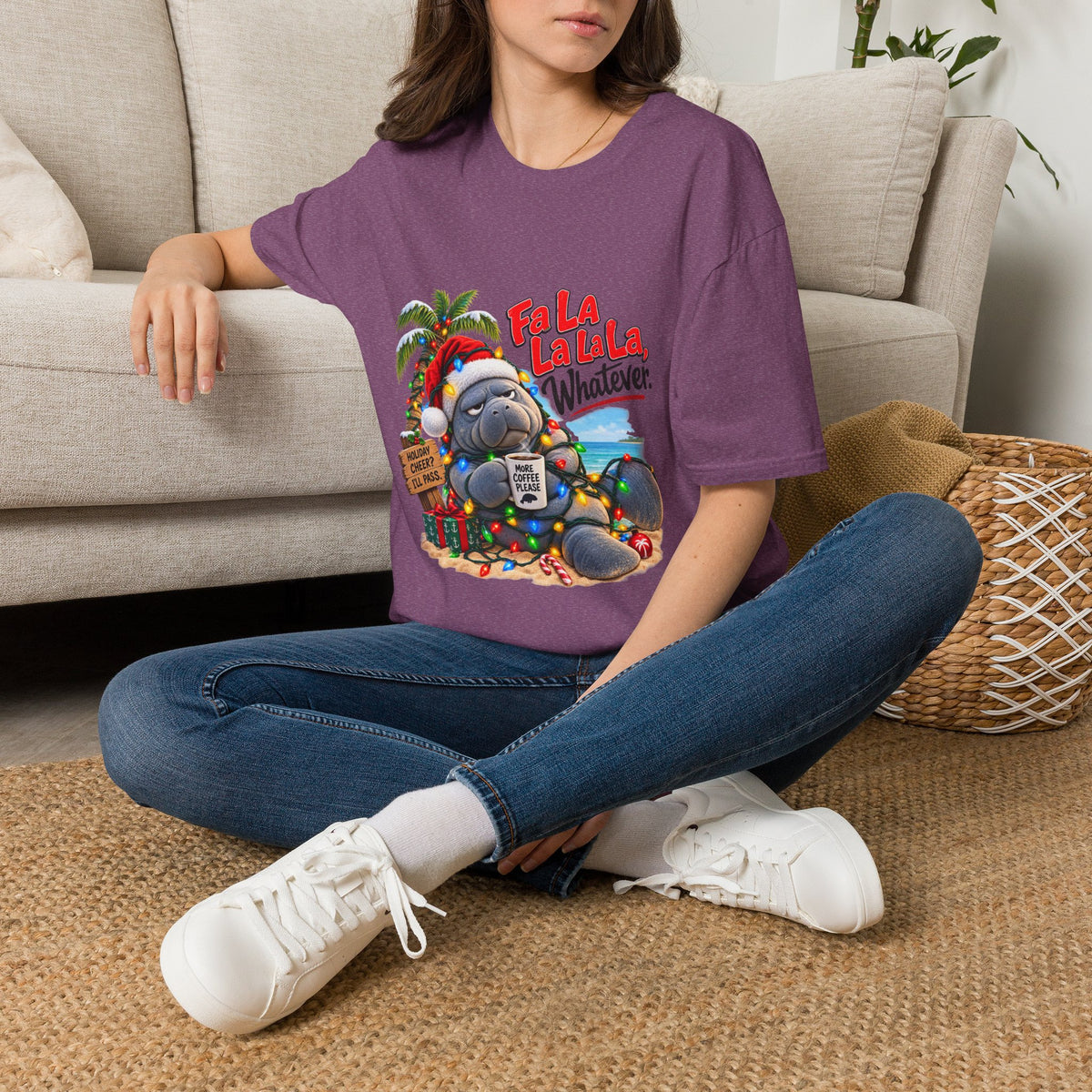 Fa La La La La Tropical Christmas Manatee T-Shirt