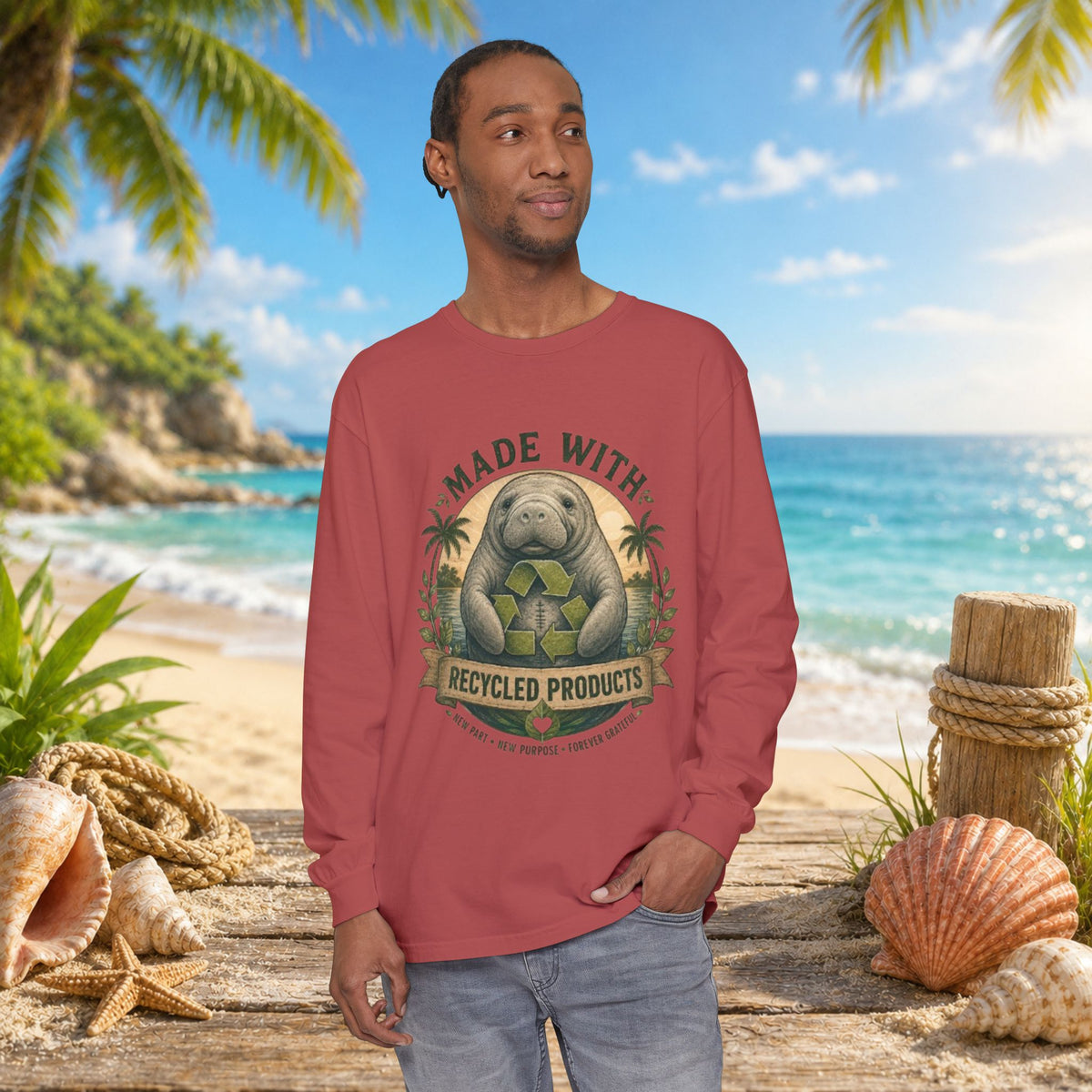 Made with Recycled Parts Funny Liver Transplant Manatee T-Shirt | Organ Donor Awareness Gift