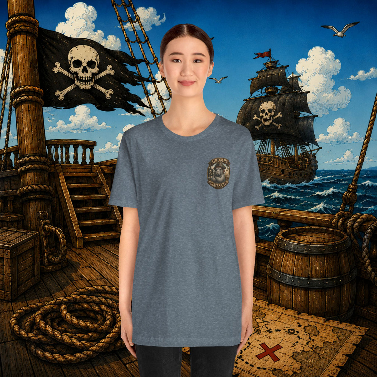 Beware of Old Pirates With Nothing Left to Prove | Grumpy Pirate Club Manatee T-Shirt