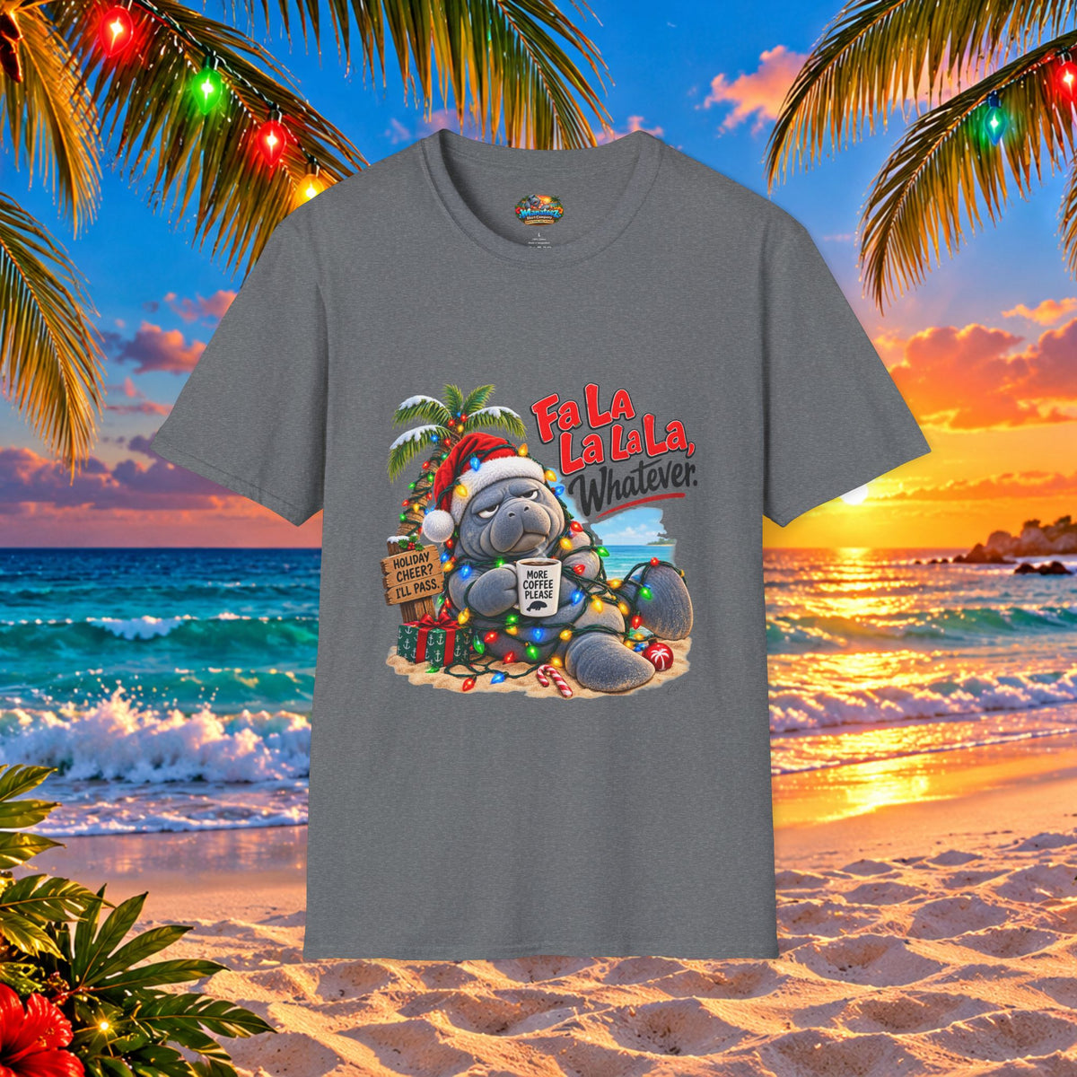 Fa La La La La Tropical Christmas Manatee T-Shirt