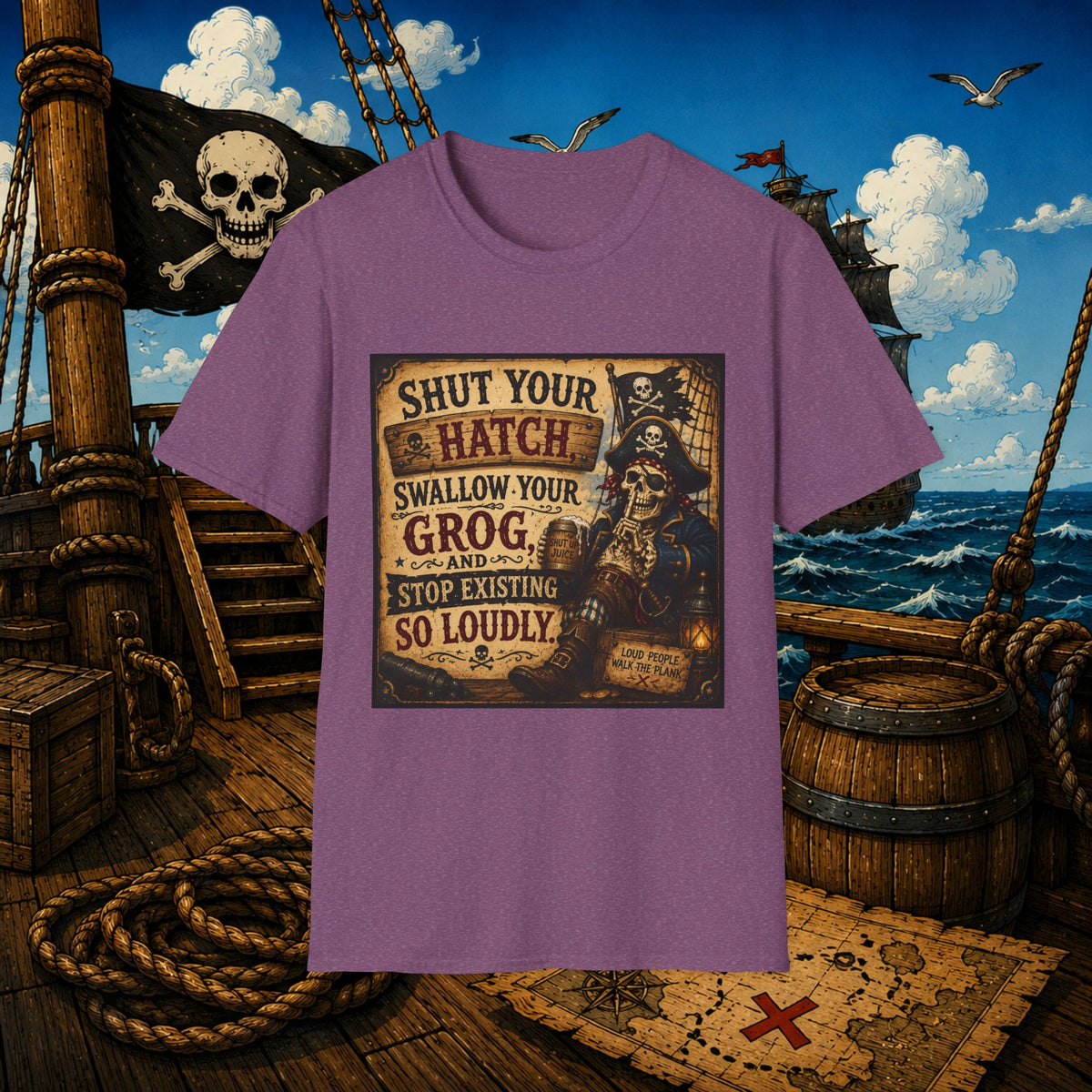 Shut Your Hatch Swallow Your Grog Pirate T-Shirt