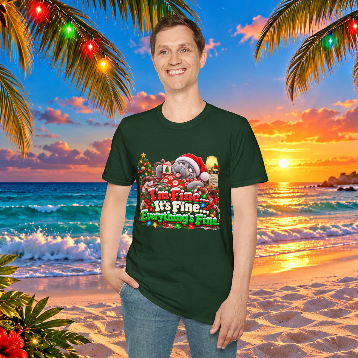 I’m Fine It’s Fine Everything’s Fine Christmas T-Shirt