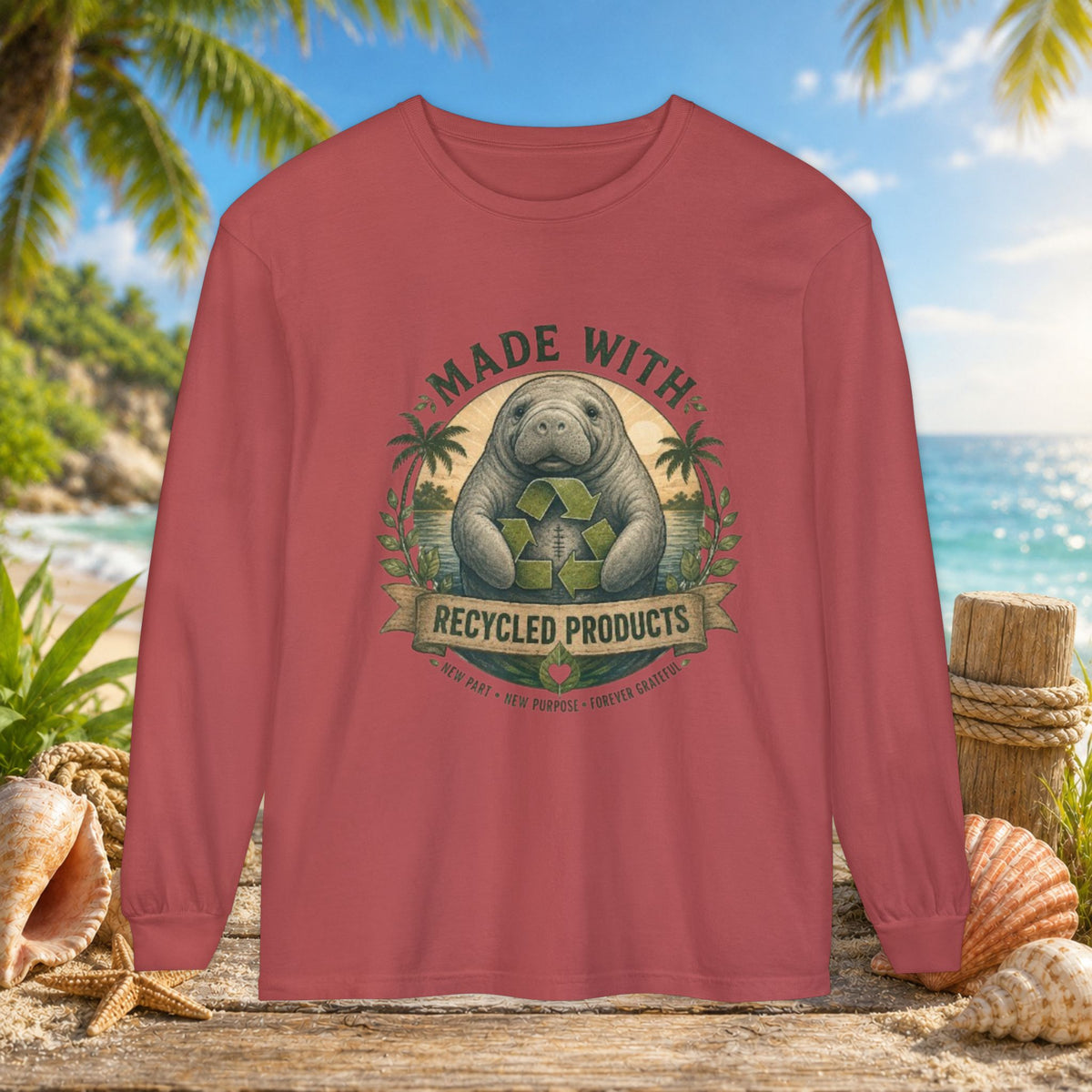 Made with Recycled Parts Funny Liver Transplant Manatee T-Shirt | Organ Donor Awareness Gift